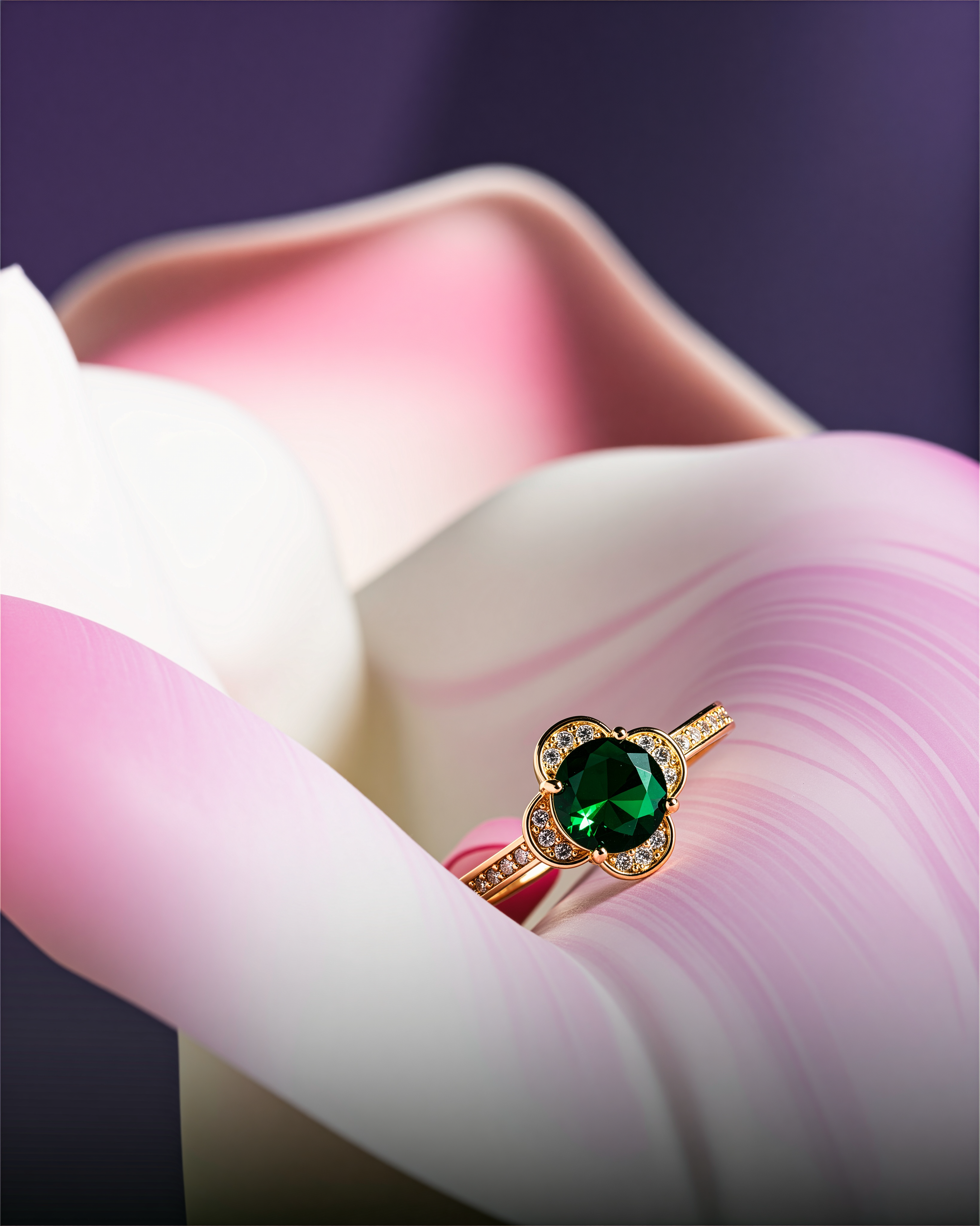 Emerald Glow 18K Gold Plated Ring