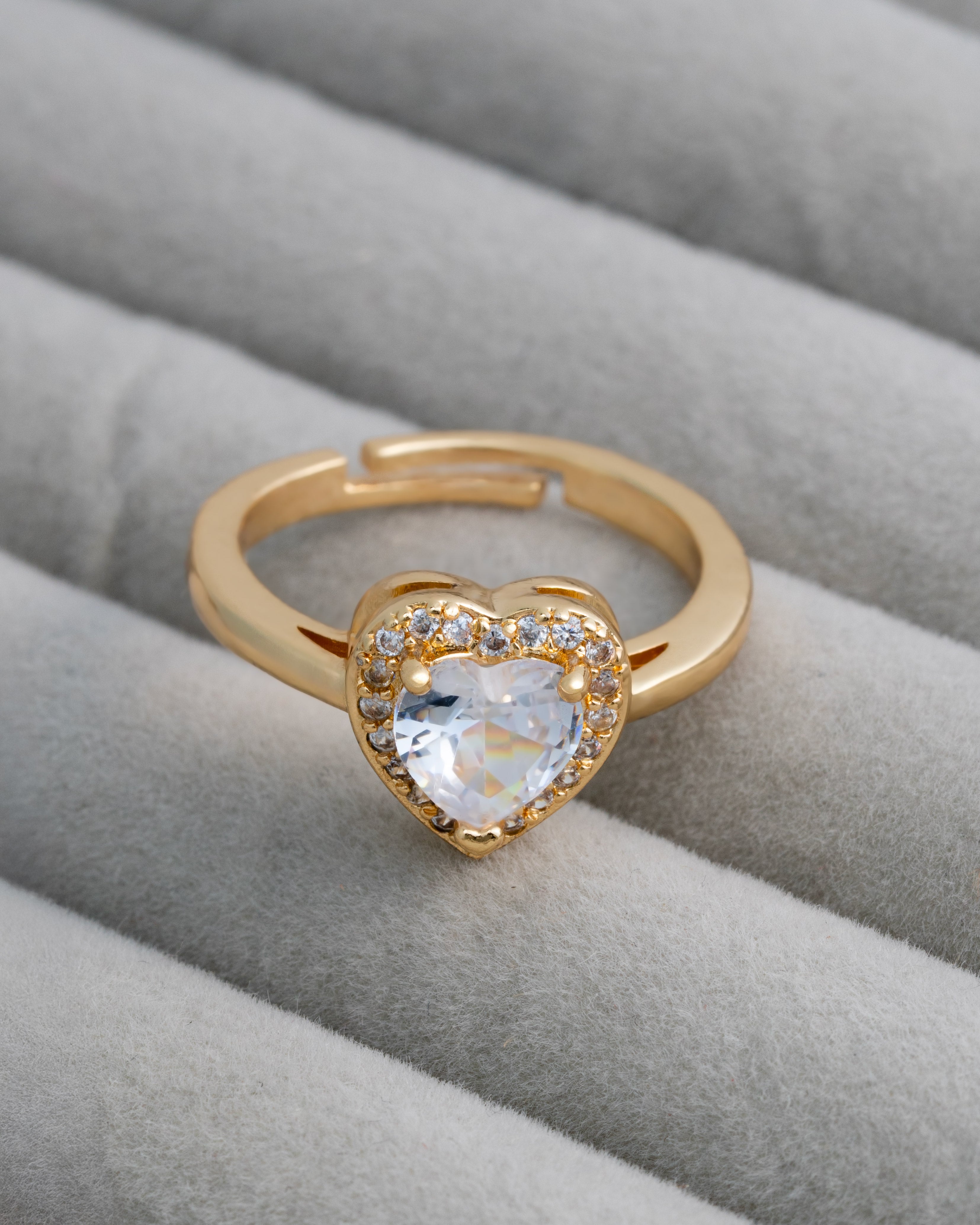 Crystal Heart 18K Gold Plated Ring