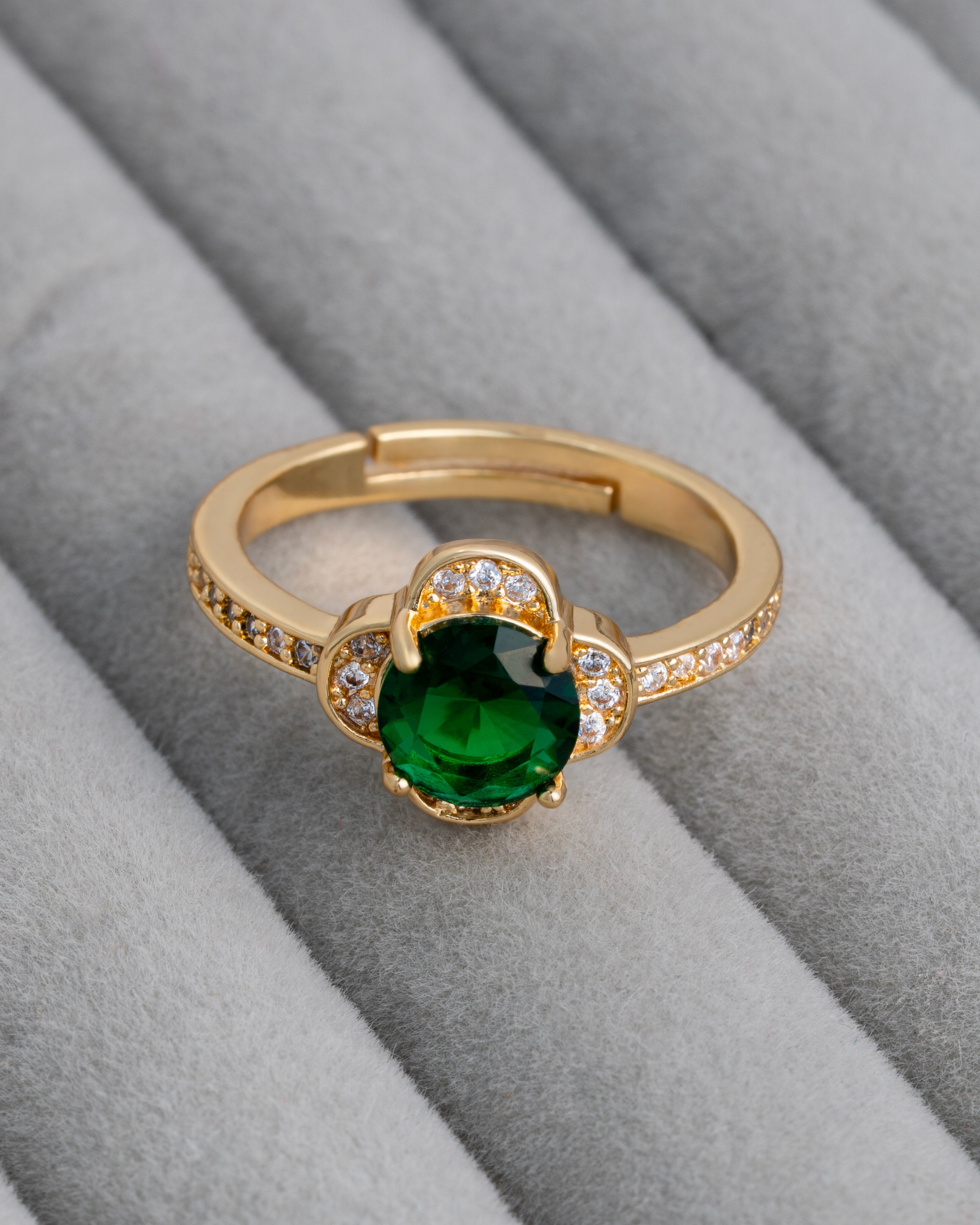 Emerald Glow 18K Gold Plated Ring