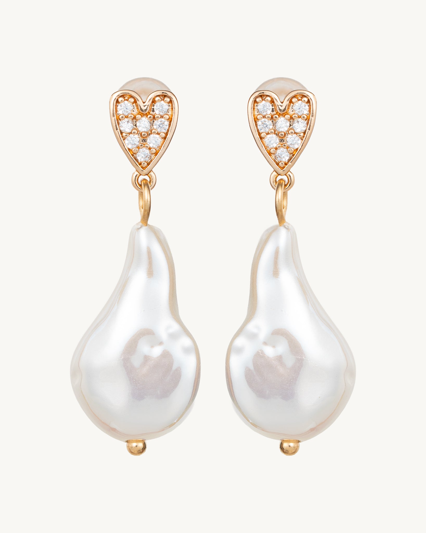 Pearl Heart 18K Gold Plated Earrings