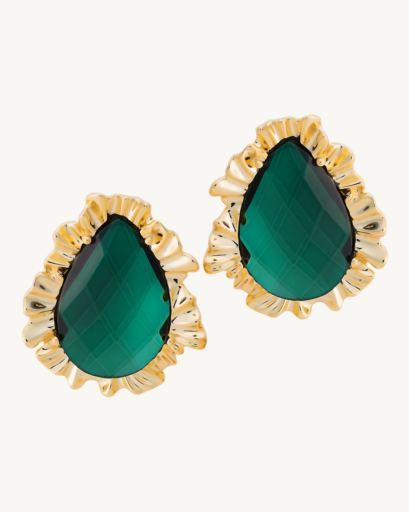 Emerald Drop 22K Gold Plated Earrings