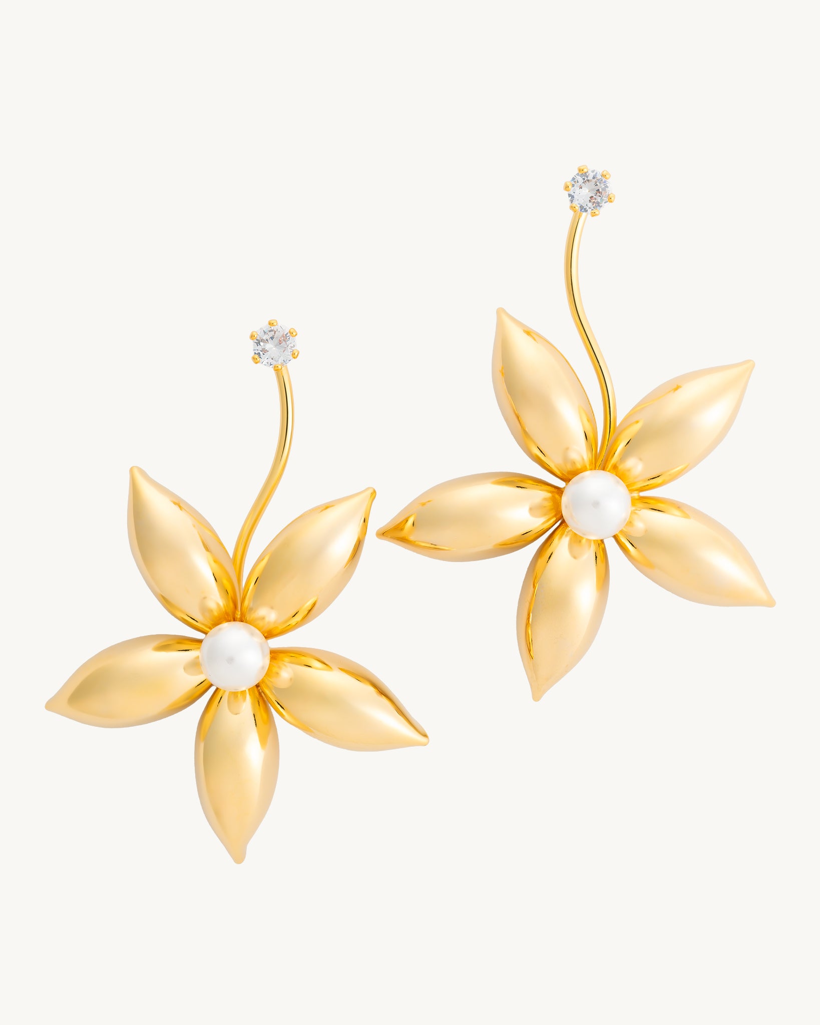 Gilded Pearl 22K Gold Plated Earrings