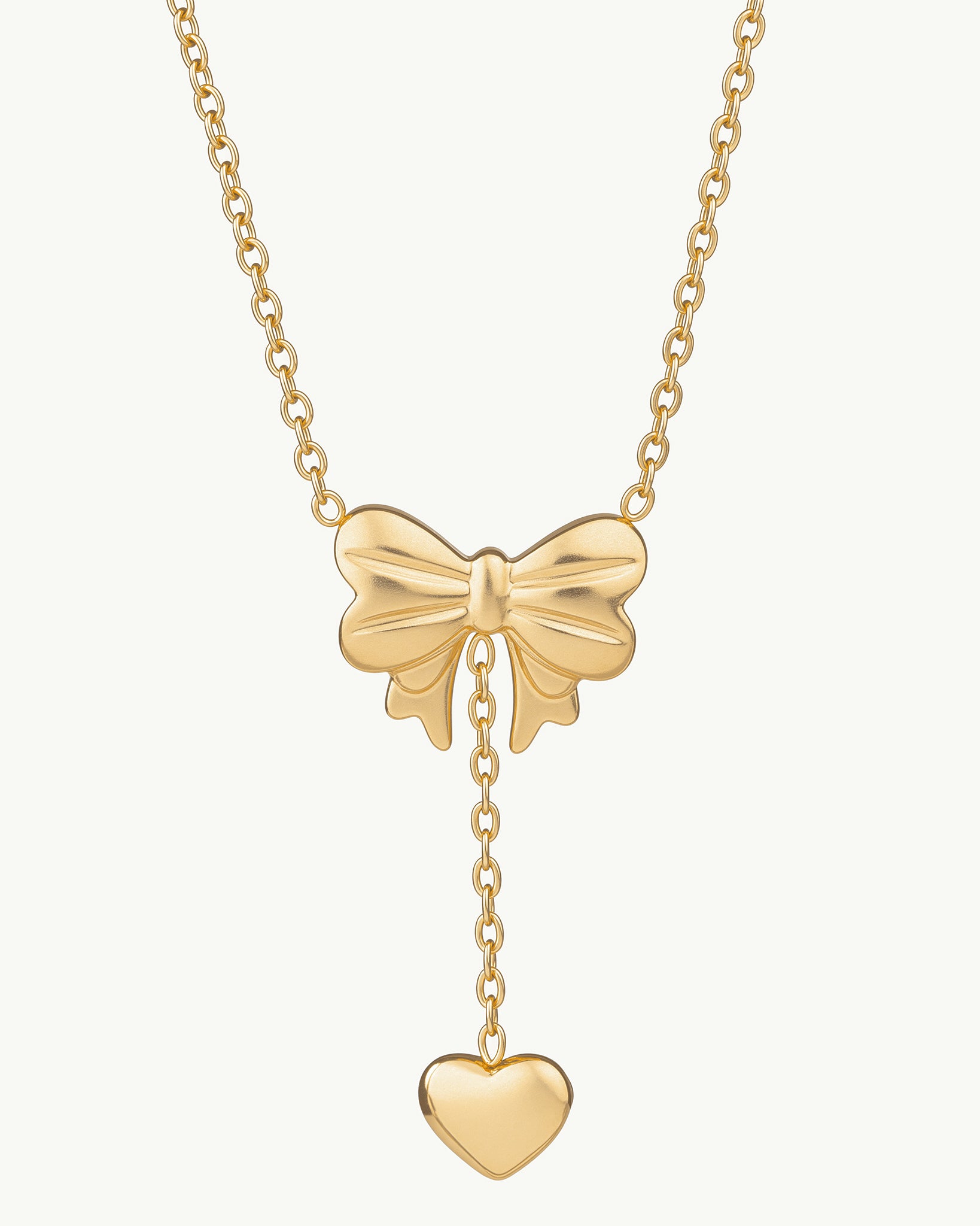 Heart & Bow 18K Gold Plated Necklace