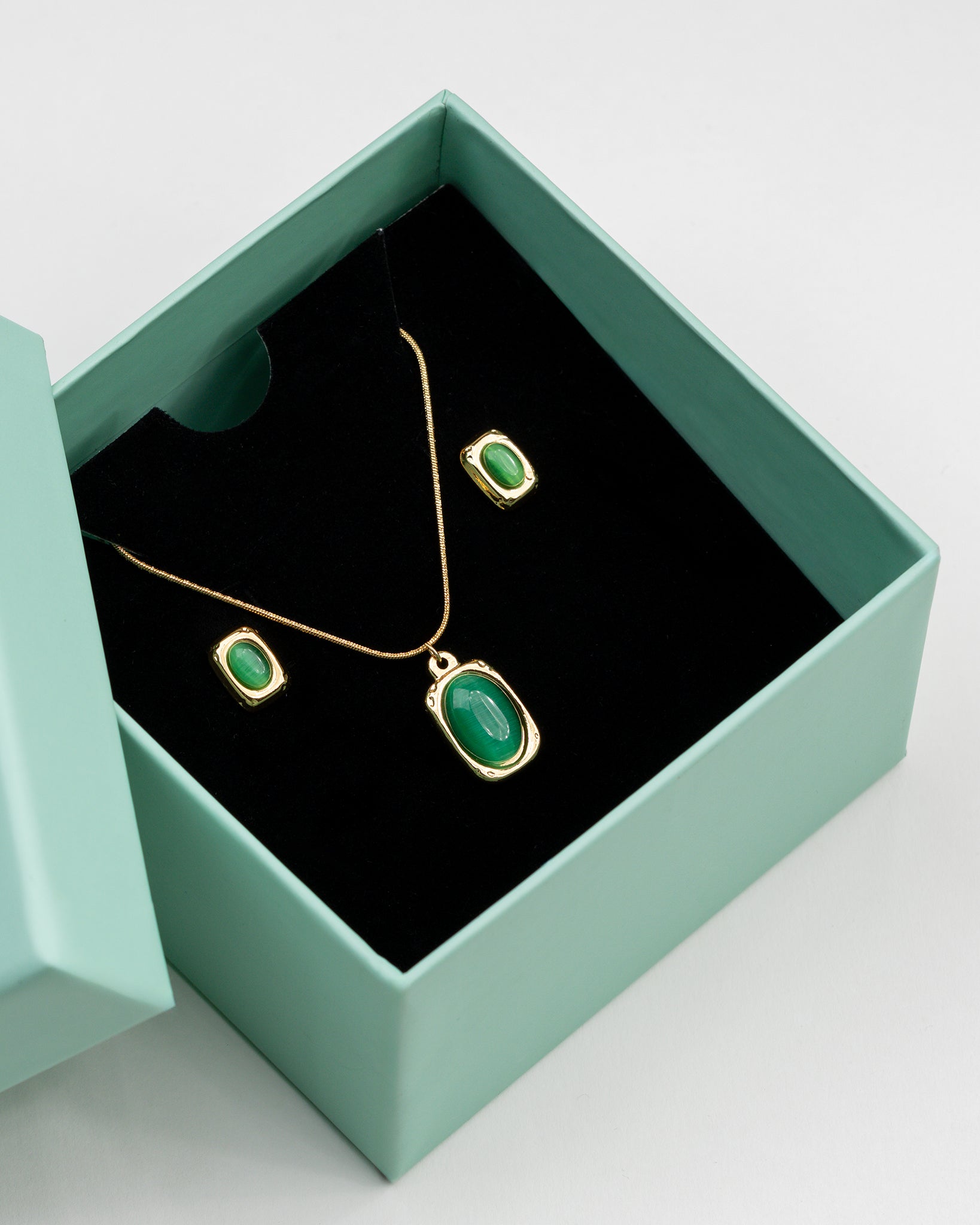 Green Stone 18K Gold Plated Set