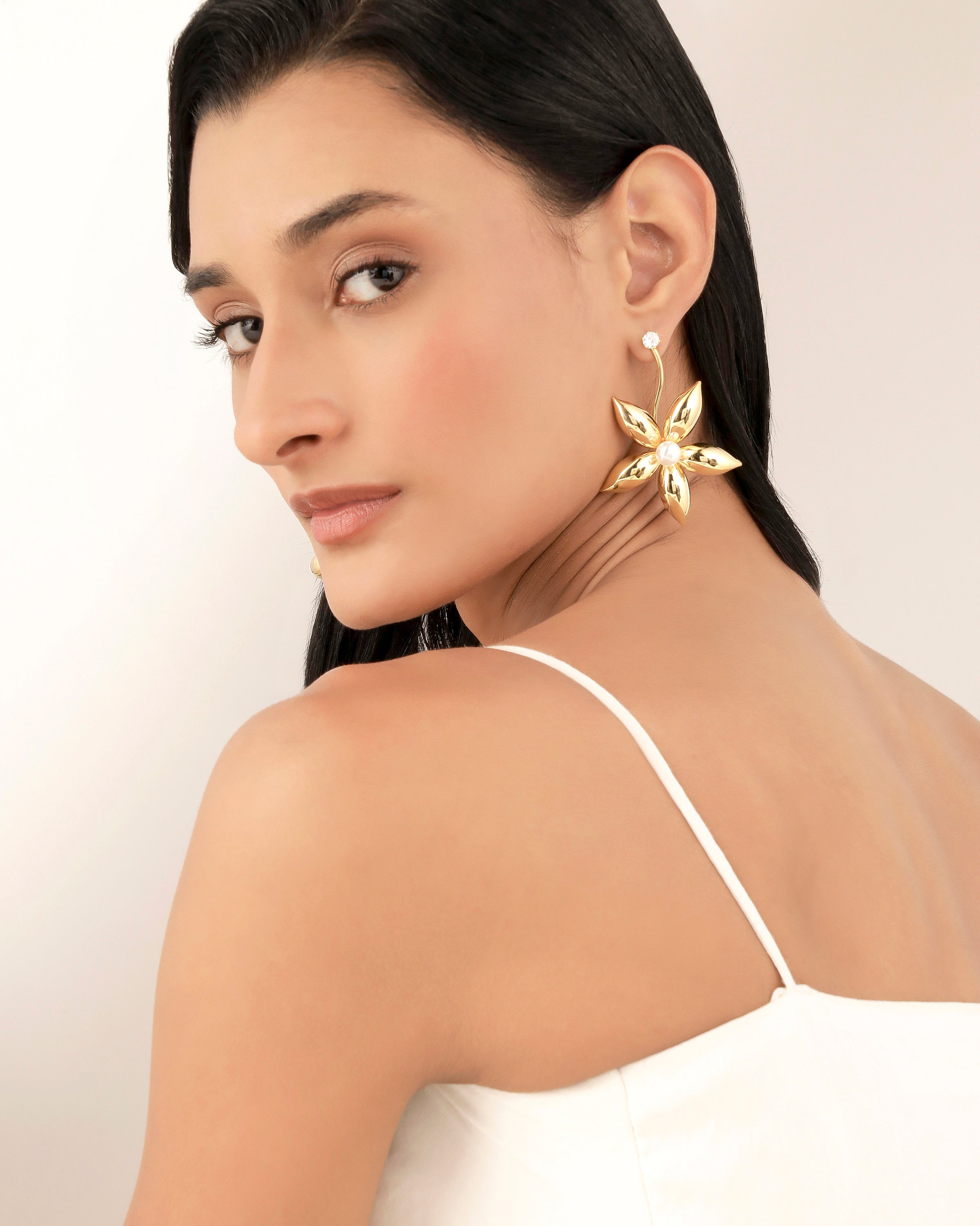 Gilded Pearl 22K Gold Plated Earrings