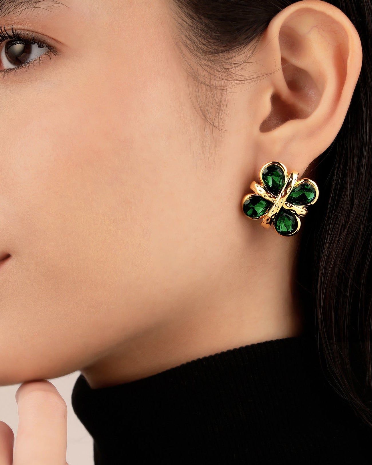 Emerald Leaf 18K Gold Plated Earrings