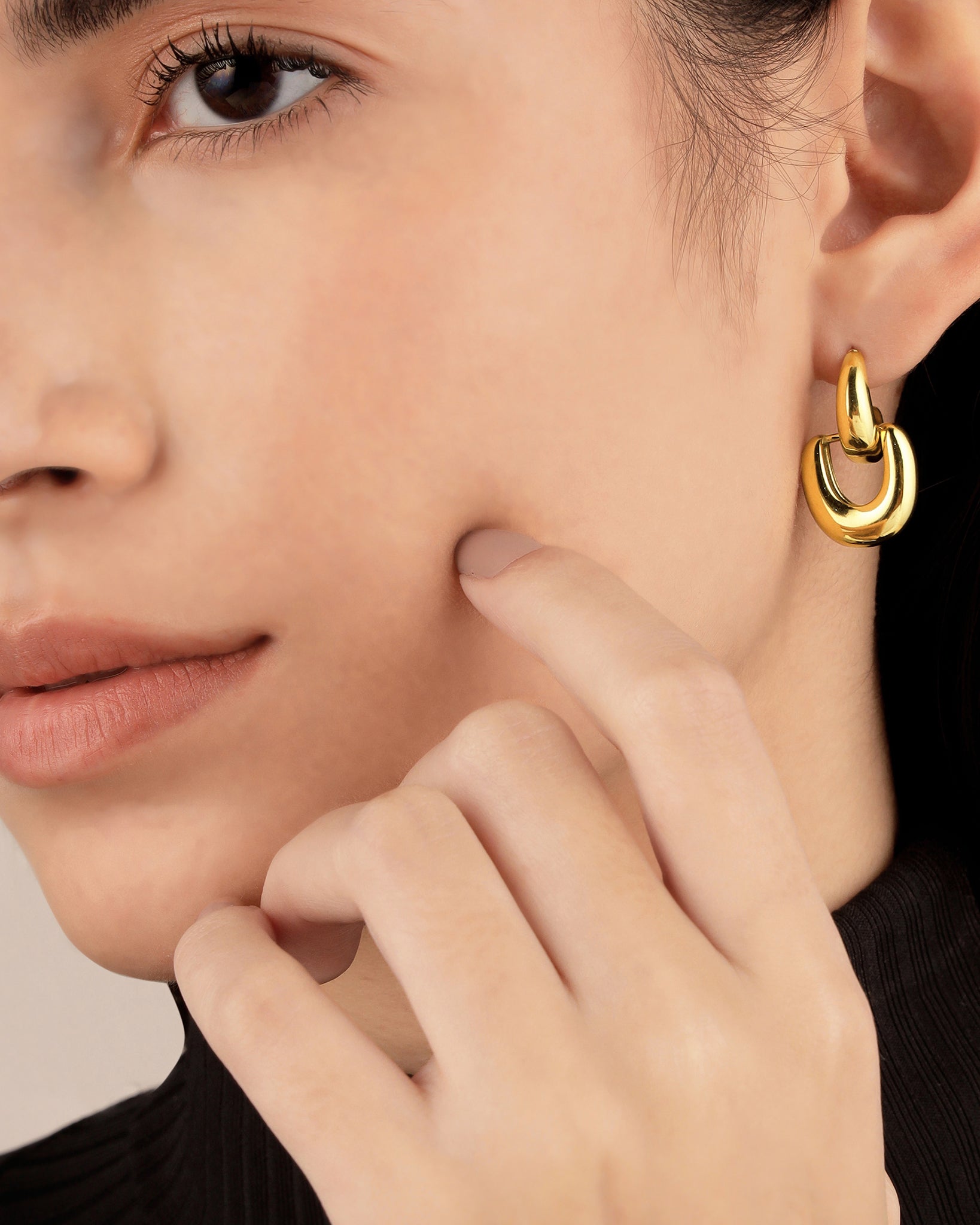 Locked Hoop 18K Gold Plated Earrings