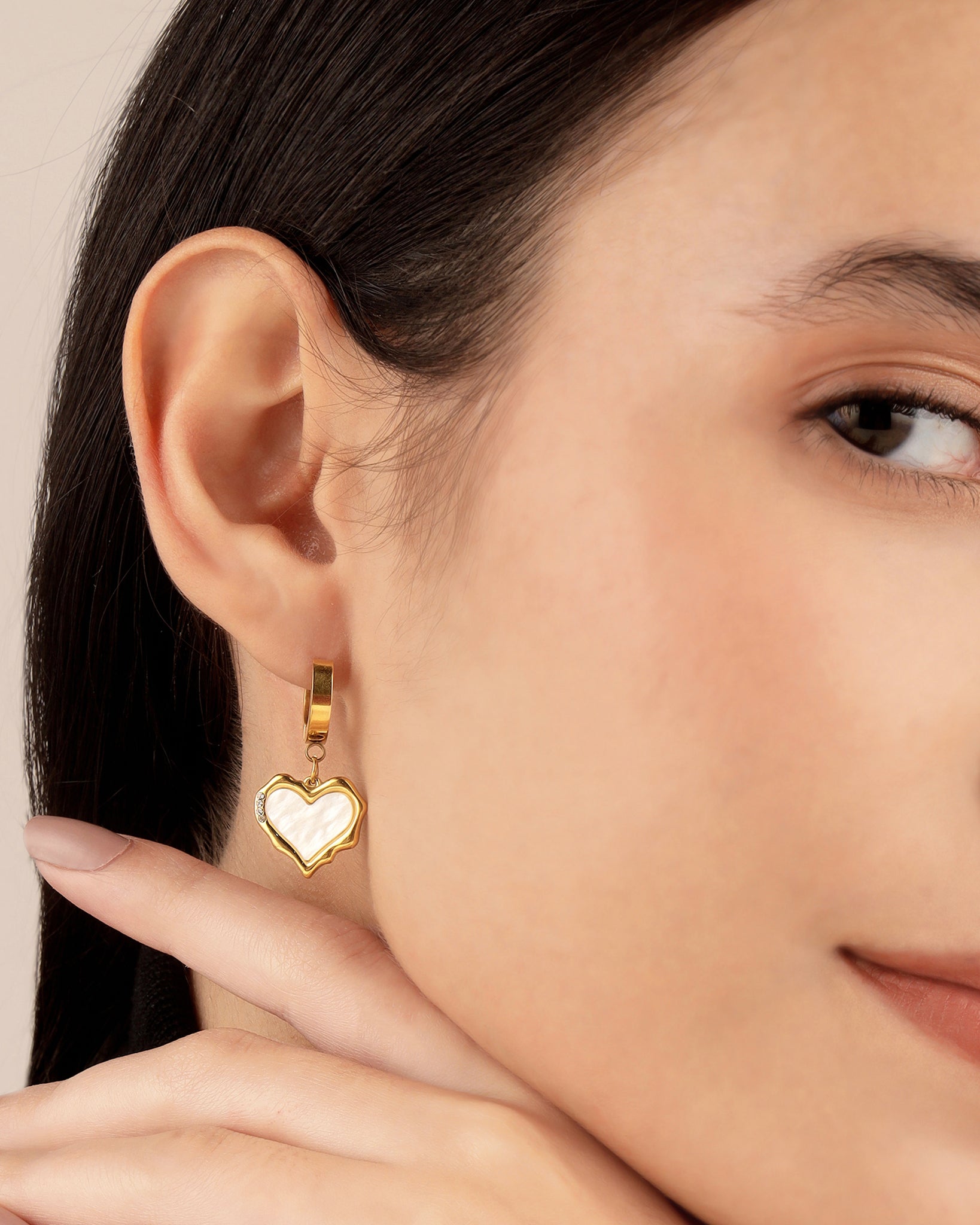 Elegant Heart 18K Gold Plated Earrings