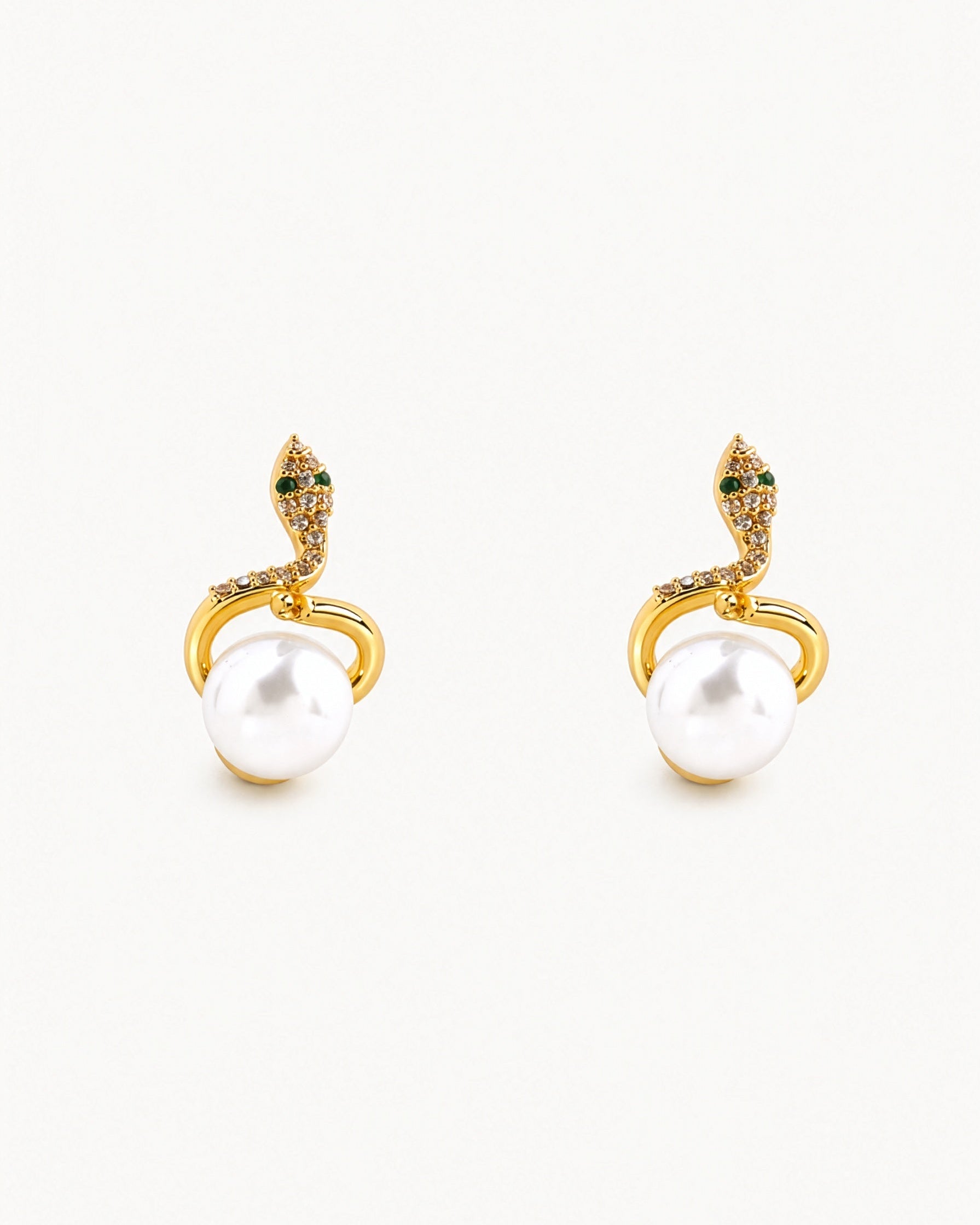 Snake Pearl 18K Gold Plated Earrings
