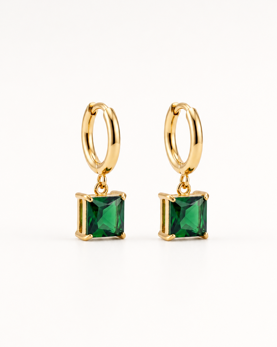 Emerald Pop 18K Gold Plated Earrings