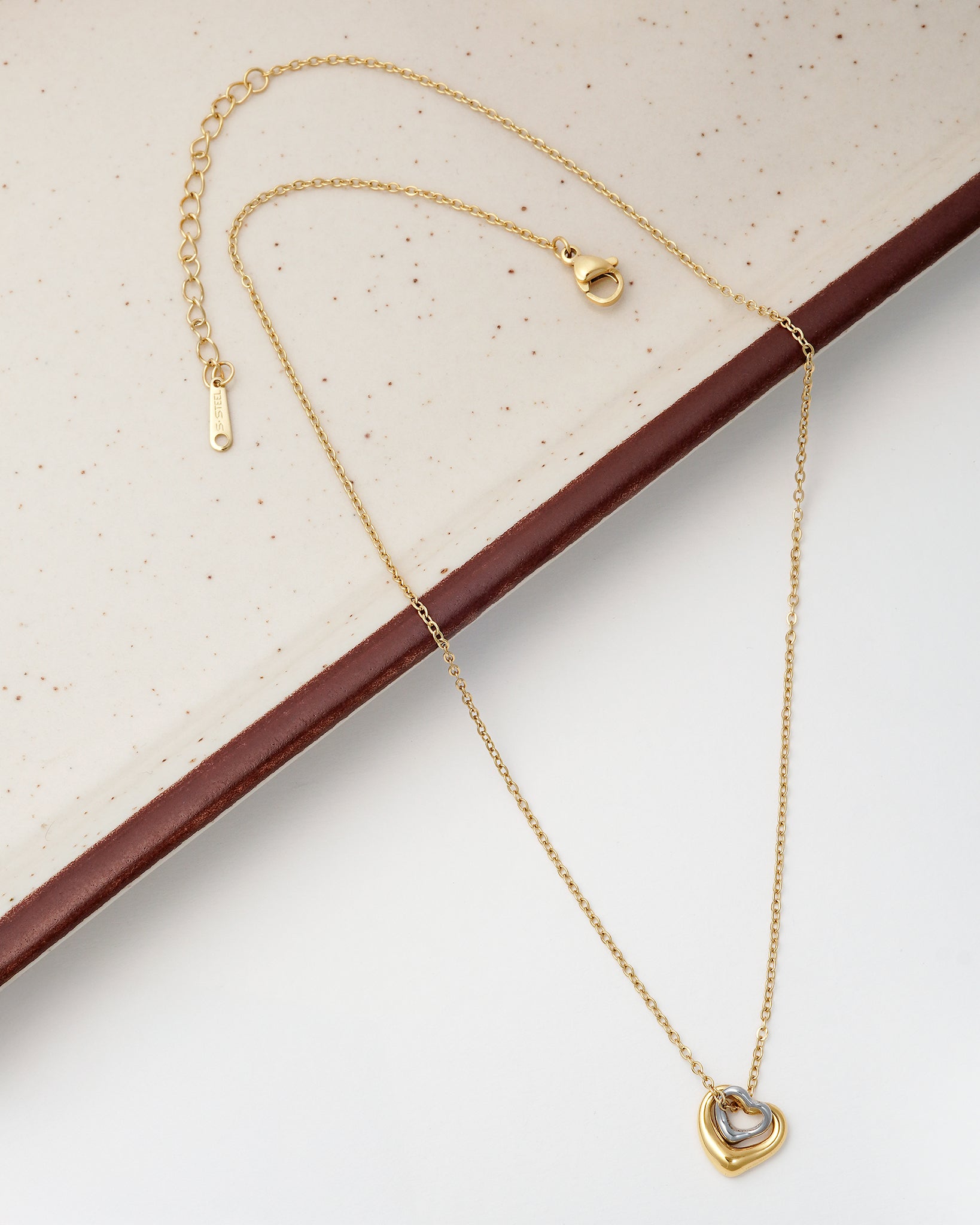 Double Heart 18K Gold Plated Necklace