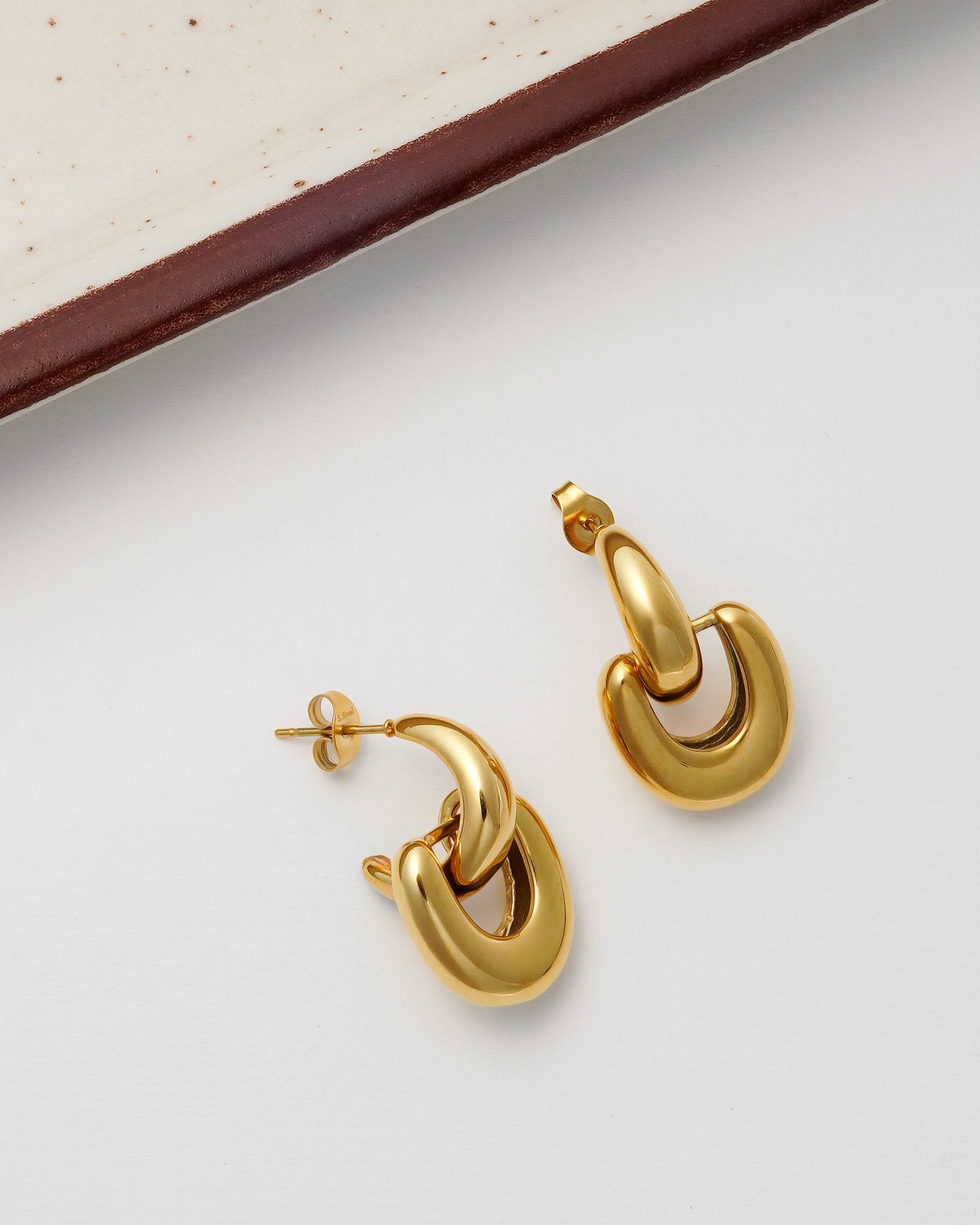 Locked Hoop 18K Gold Plated Earrings