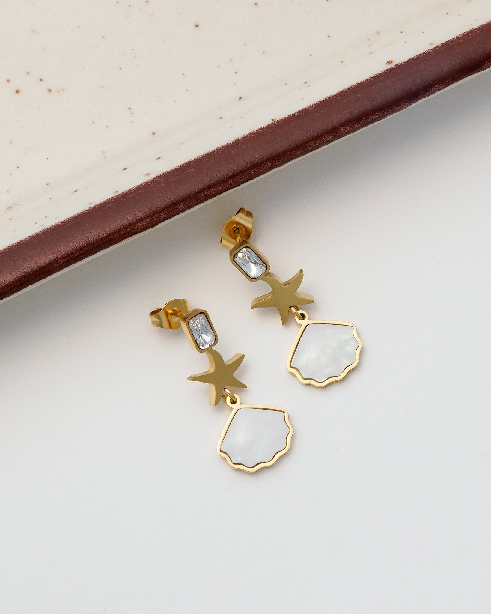 Pearl Star 18K Gold Plated Earrings
