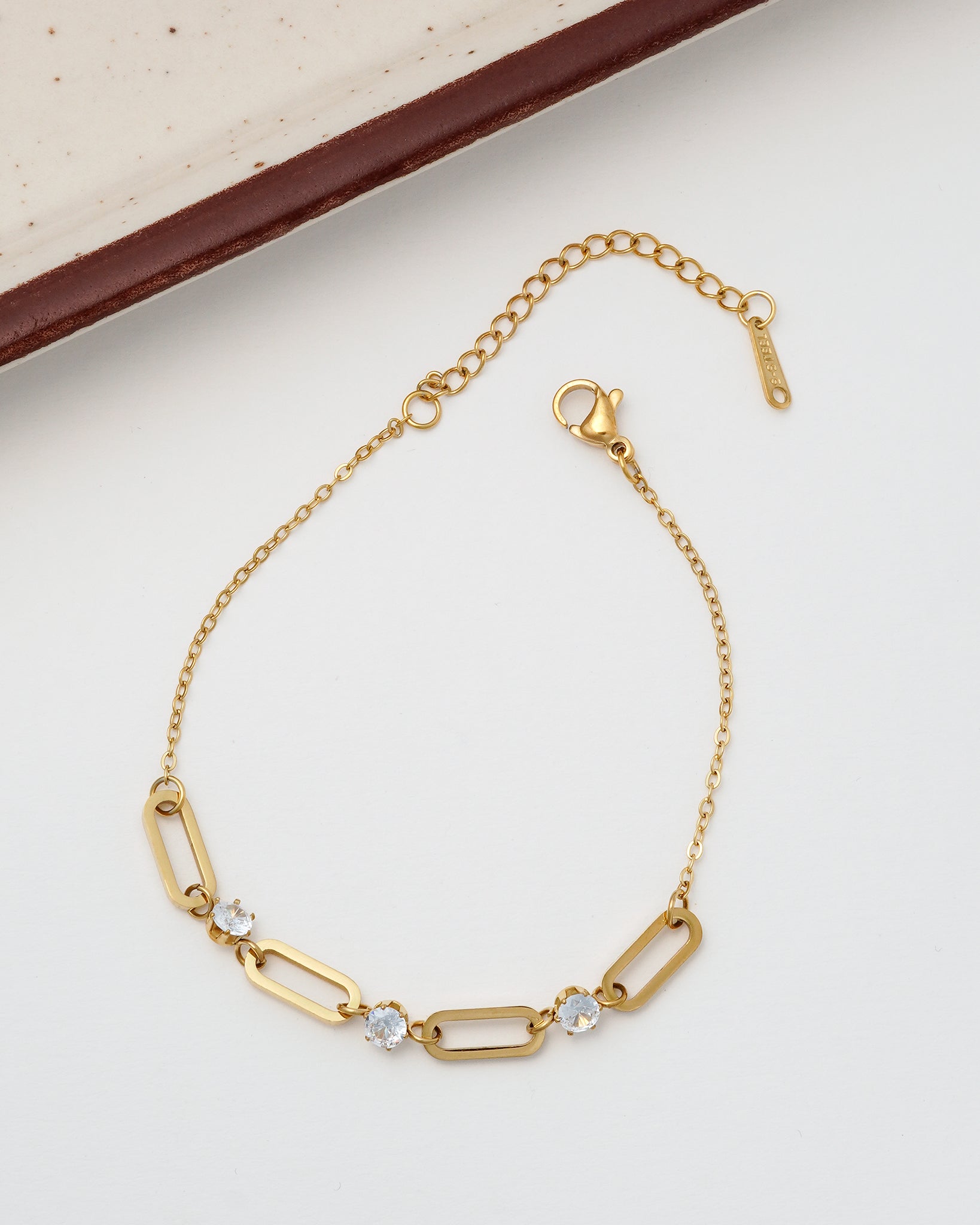 Crystal Link 18K Gold Plated Bracelet