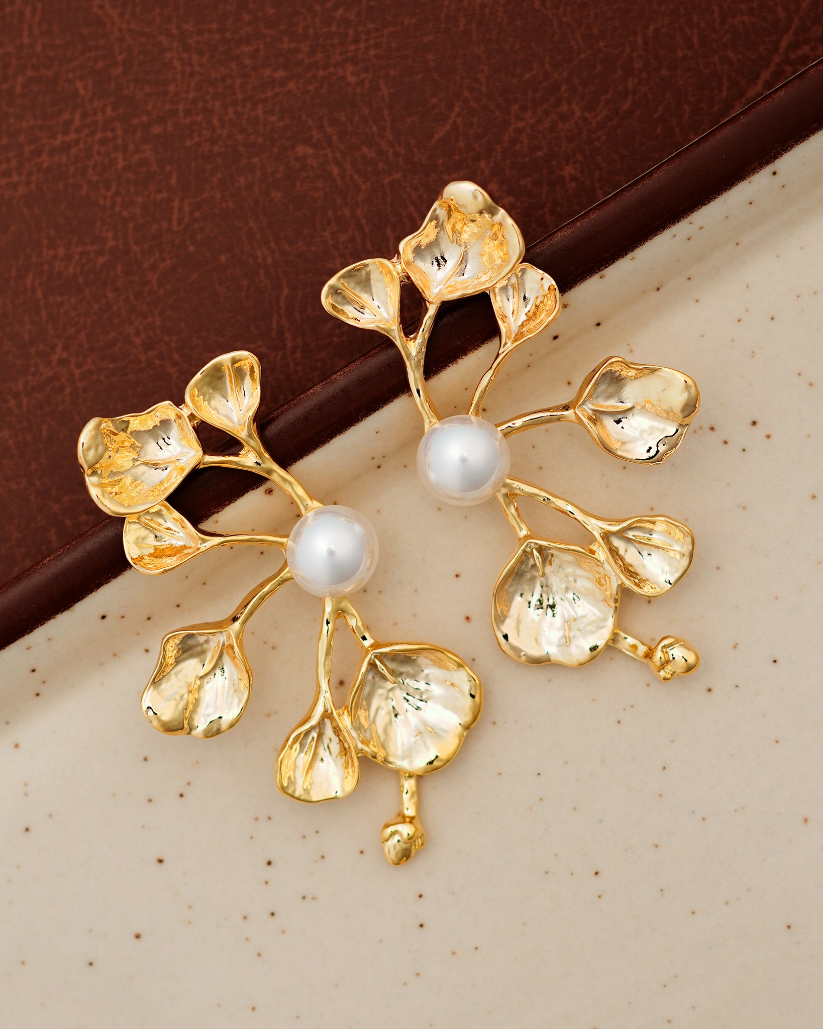 Twilight Pearl 22K Gold Plated Earrings