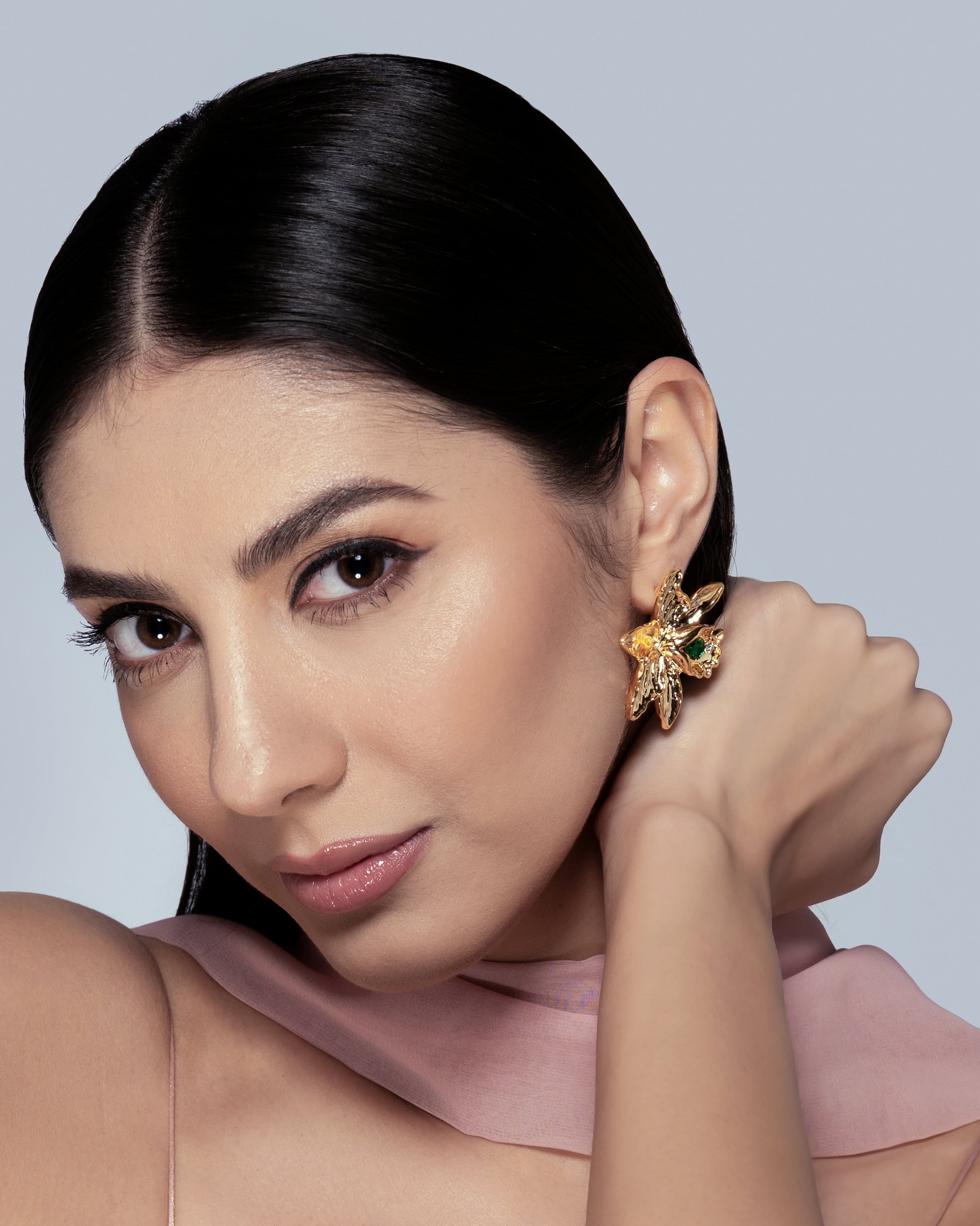 Exotic Flora 22K Gold Plated Earrings