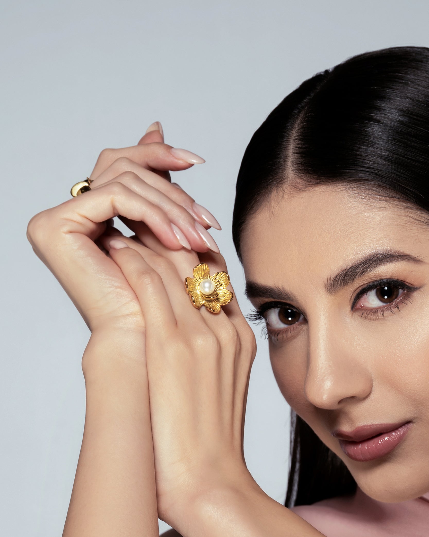 Pearl Flower 18K Gold Plated Ring