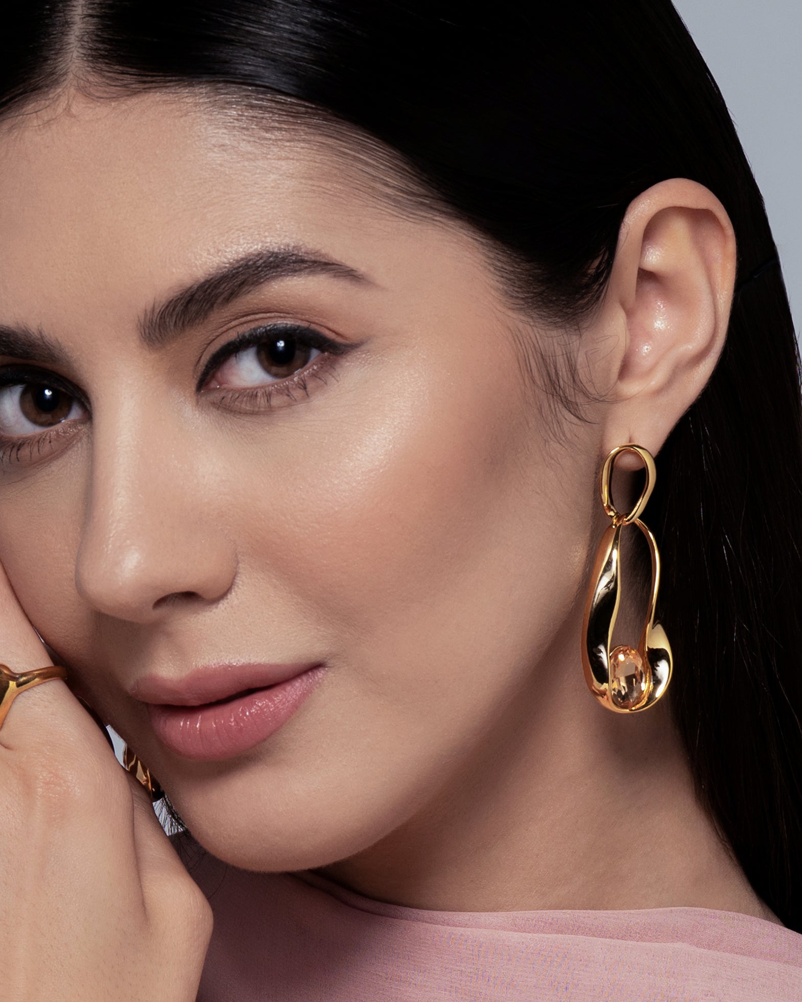 Gemma Loop 22K Gold Plated Earrings