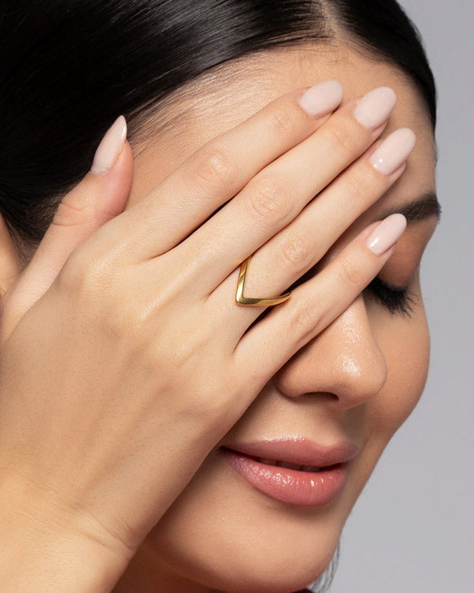 Curve 18K Gold Plated Ring