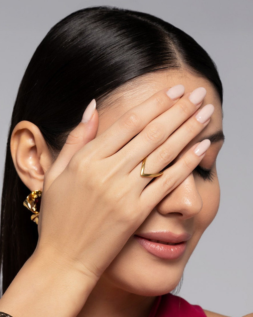 Curve 18K Gold Plated Ring