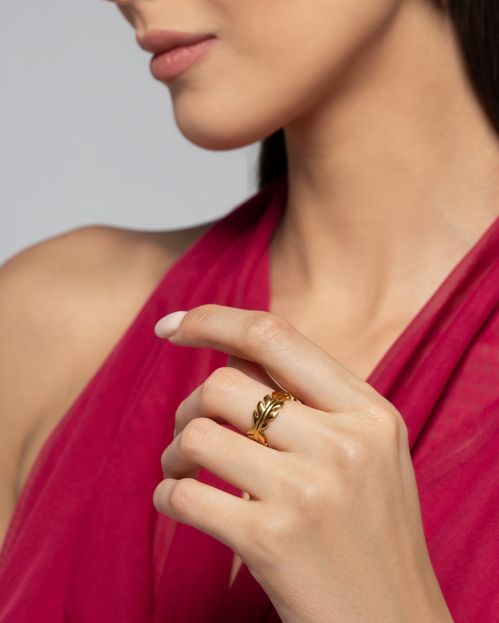 Leaf Band 18K Gold Plated Ring