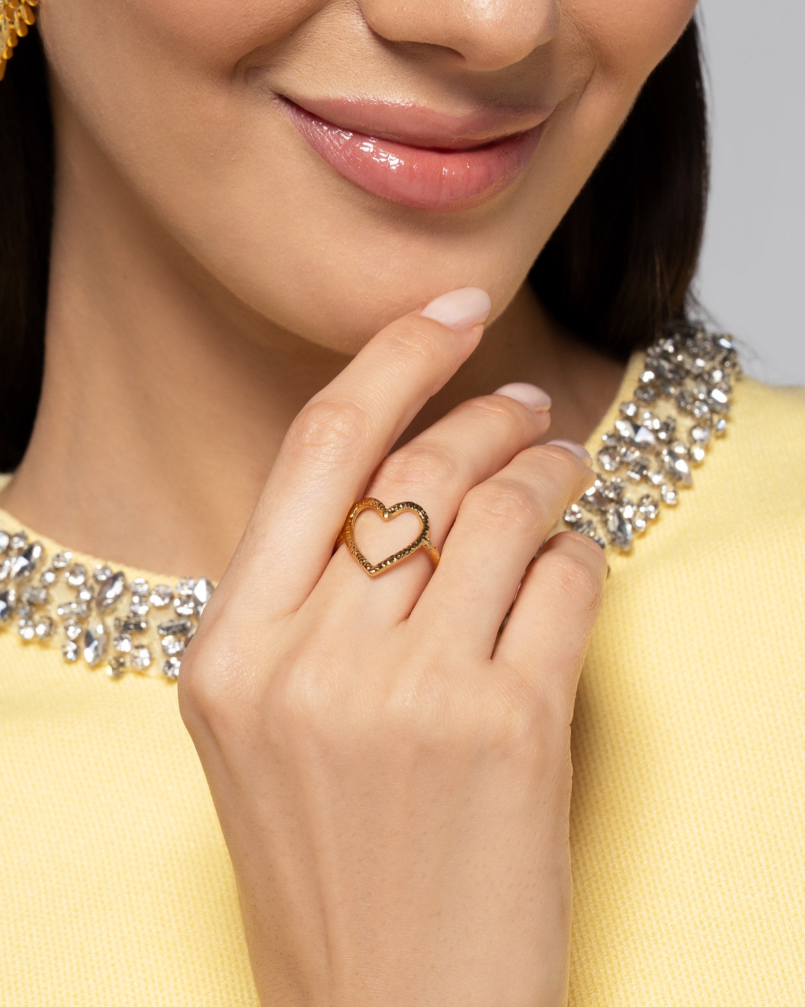 Abstract Heart 18K Gold Plated Ring