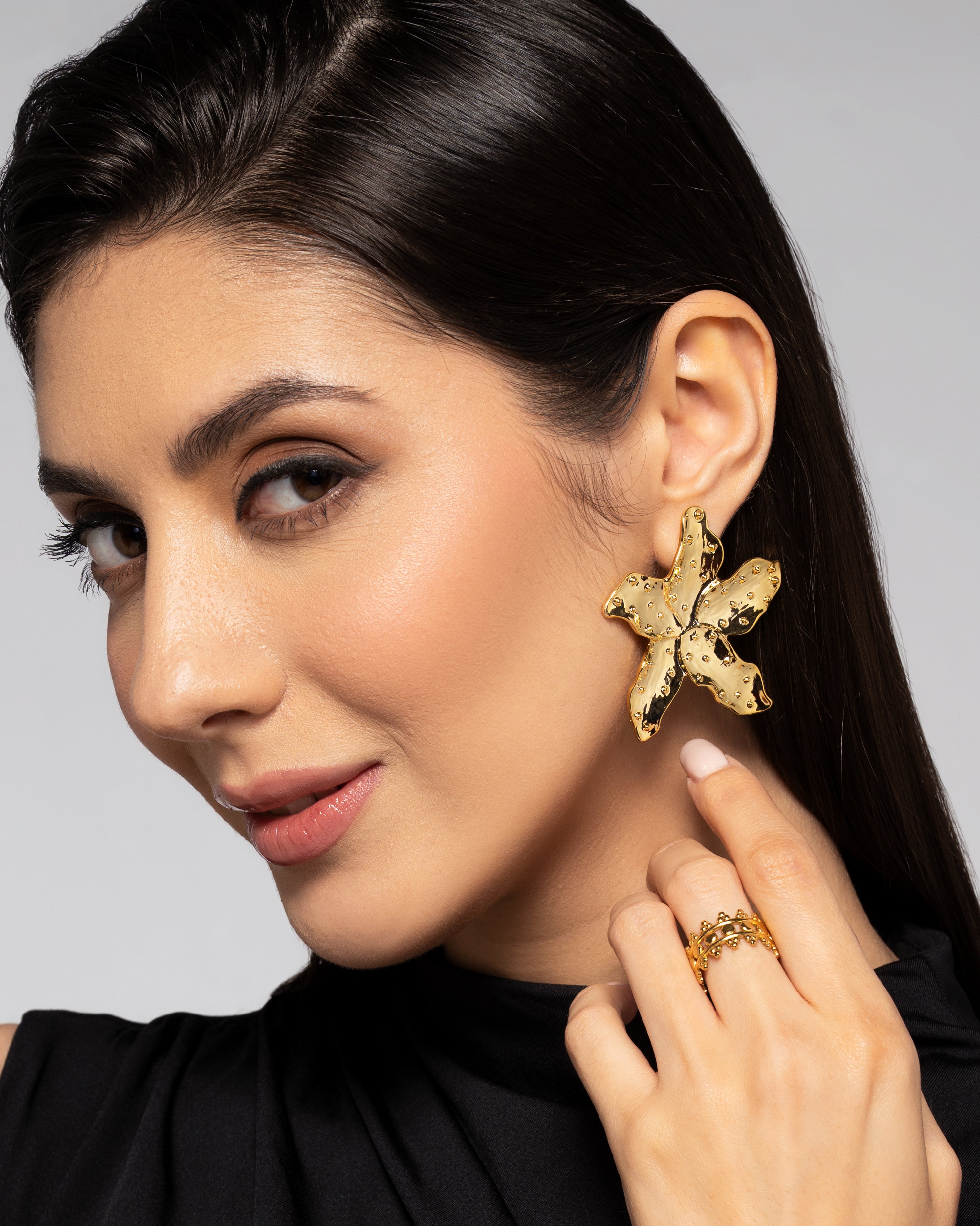 Lily Glint 22K Gold Plated Earrings
