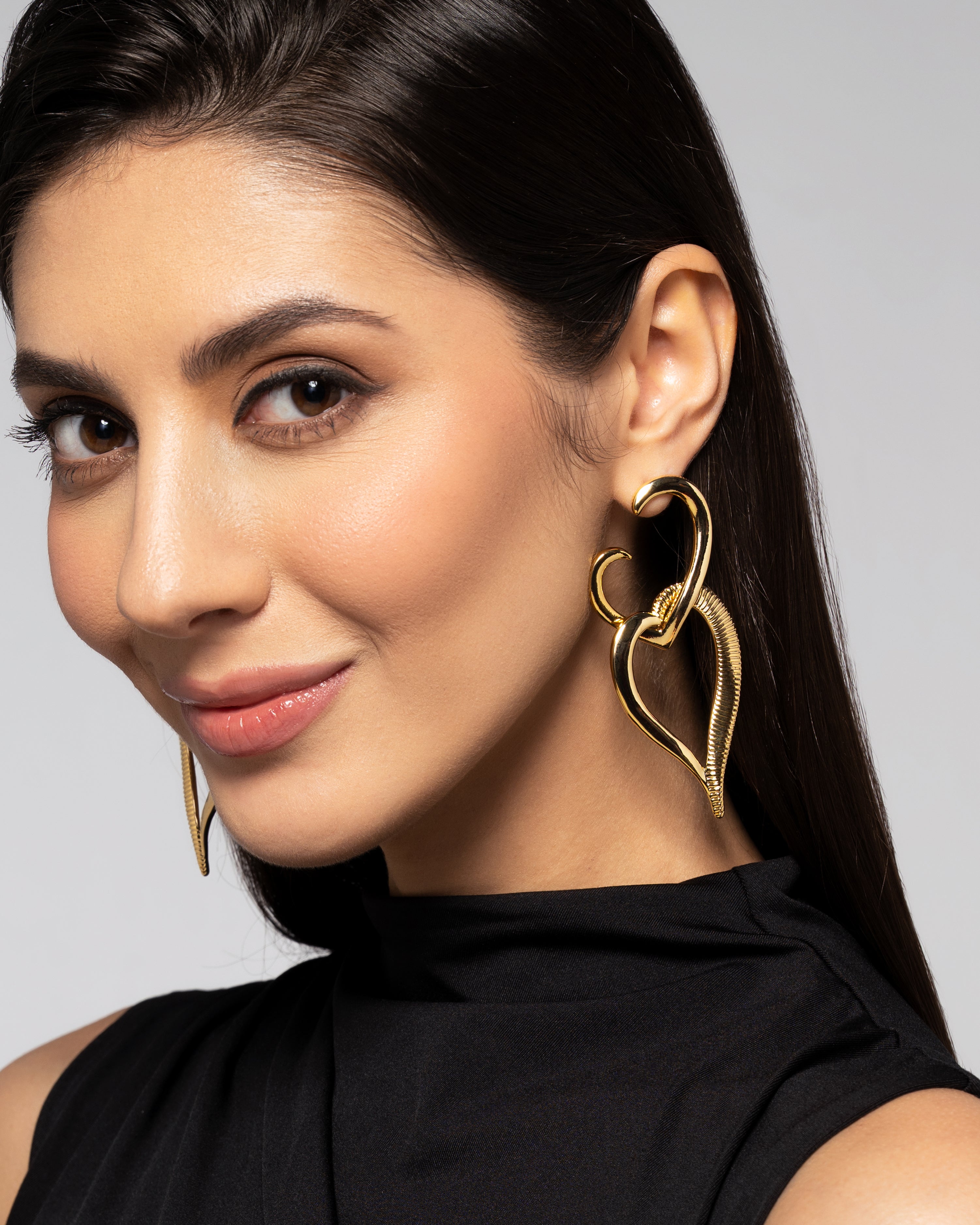 Chunky Heart 22K Gold Plated Earrings