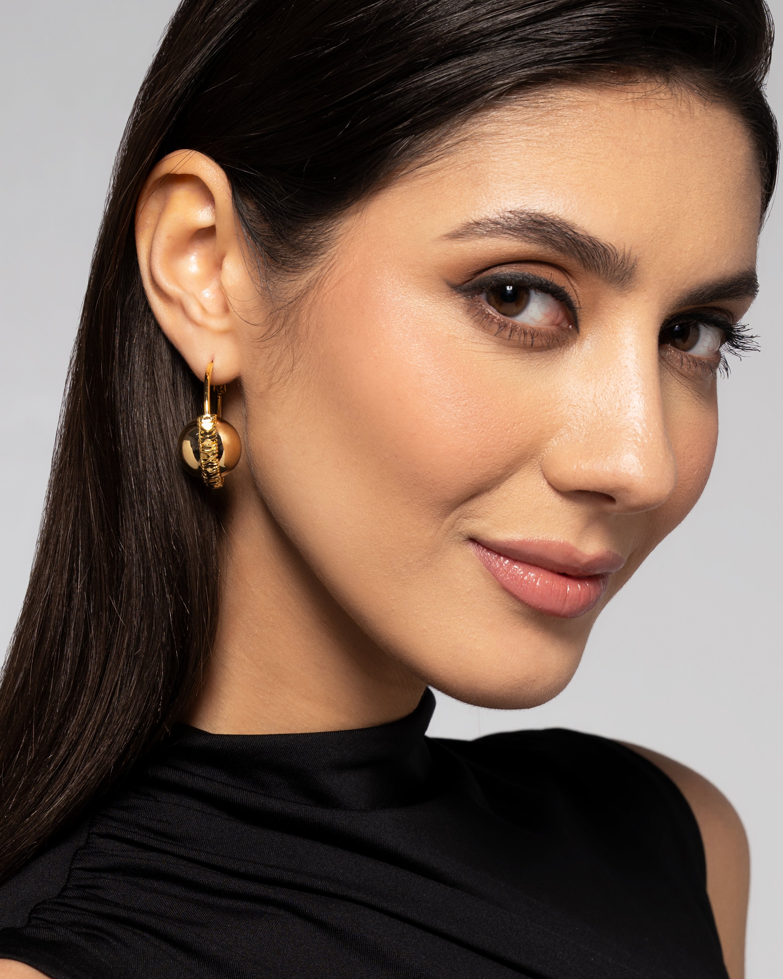Luna Hoop 22k Gold Plated Earrings