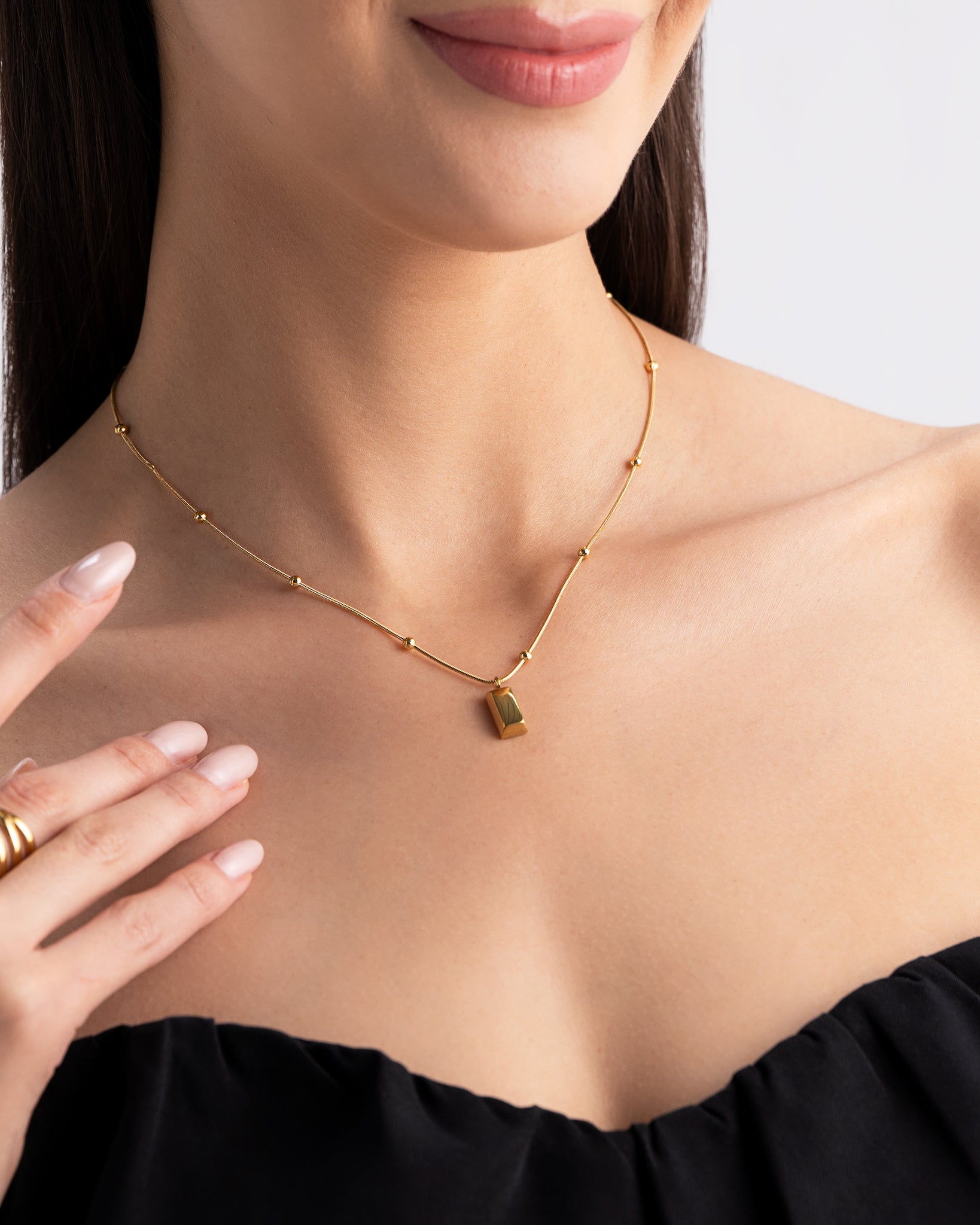 Gilded Block 18K Gold Plated Necklace
