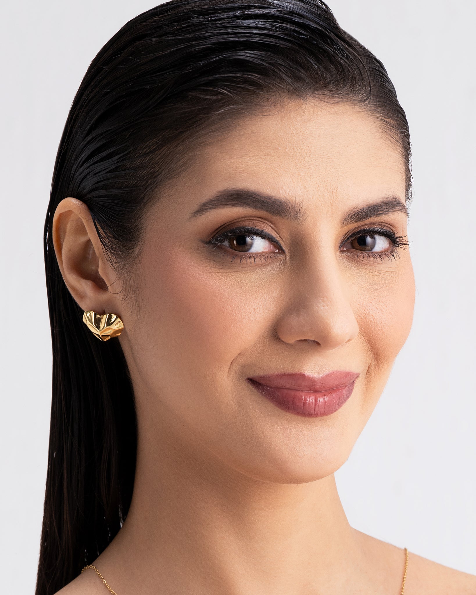 Abstract Heart 18K Gold Plated Earrings