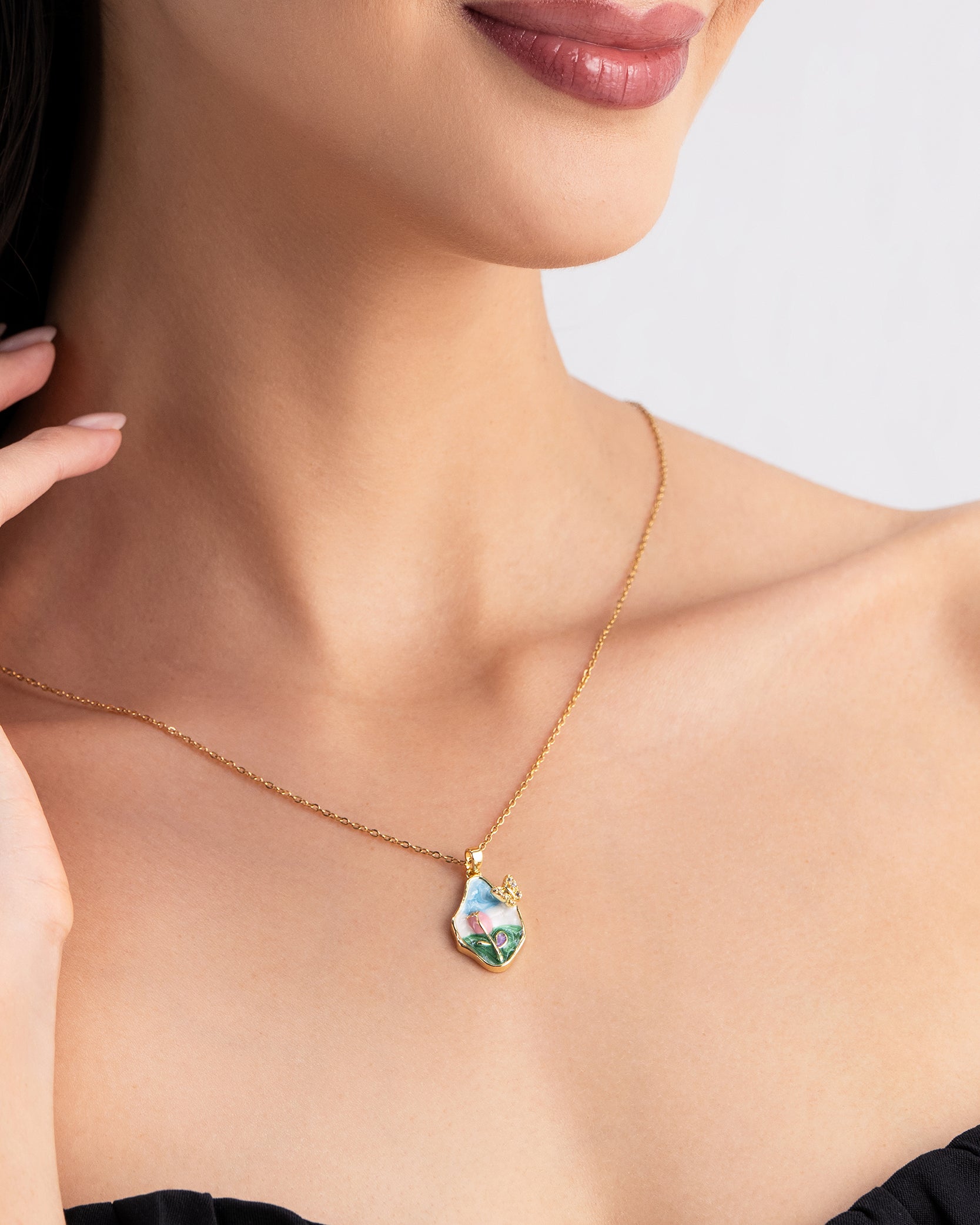 Whispering Bloom 18K Gold Plated Necklace