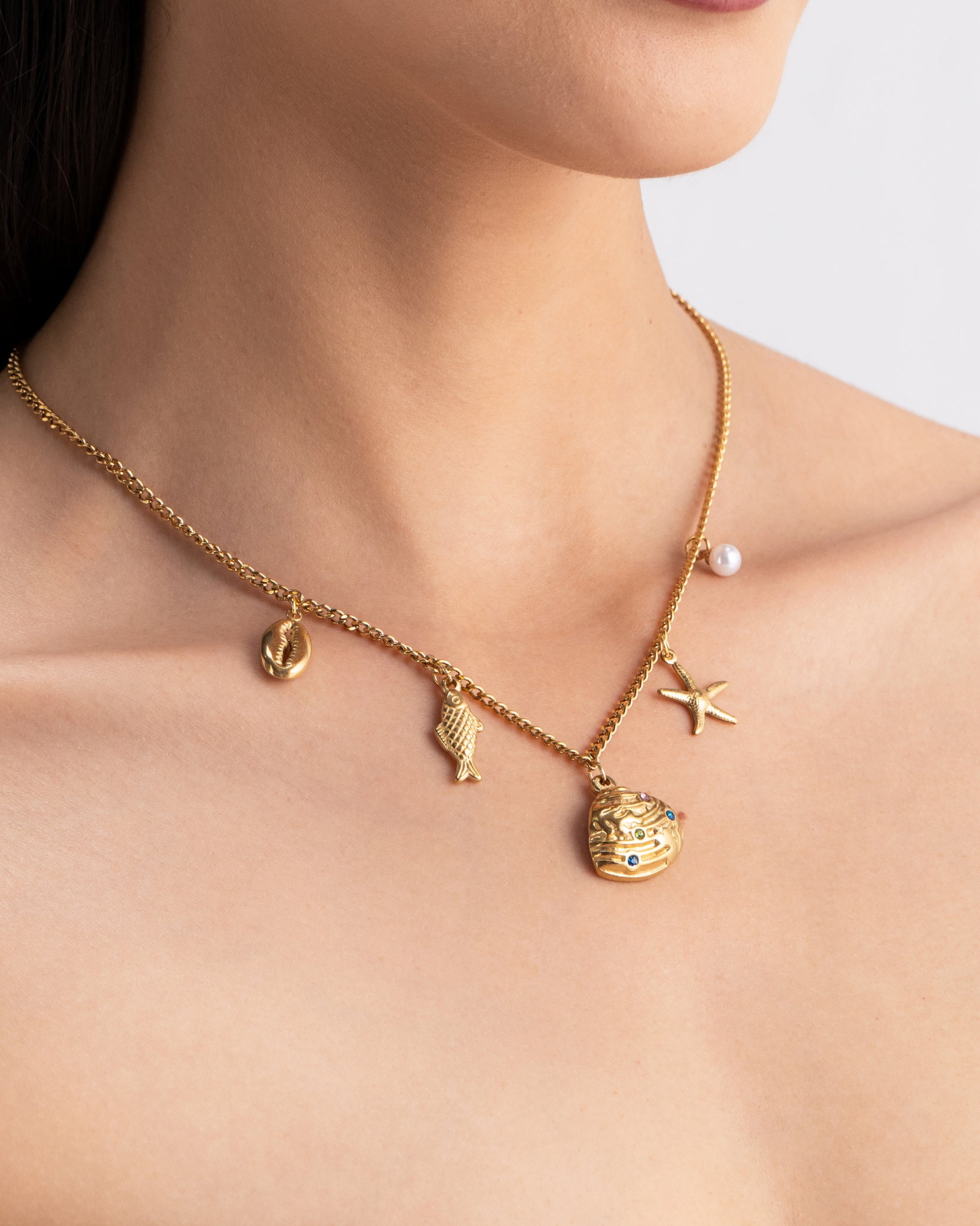 Oceanica Charm 18K Gold Plated Necklace