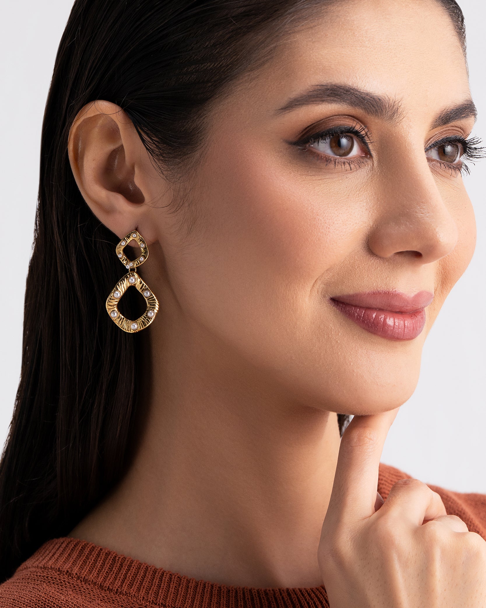 Pearl Drape 18K Gold Plated Earrings
