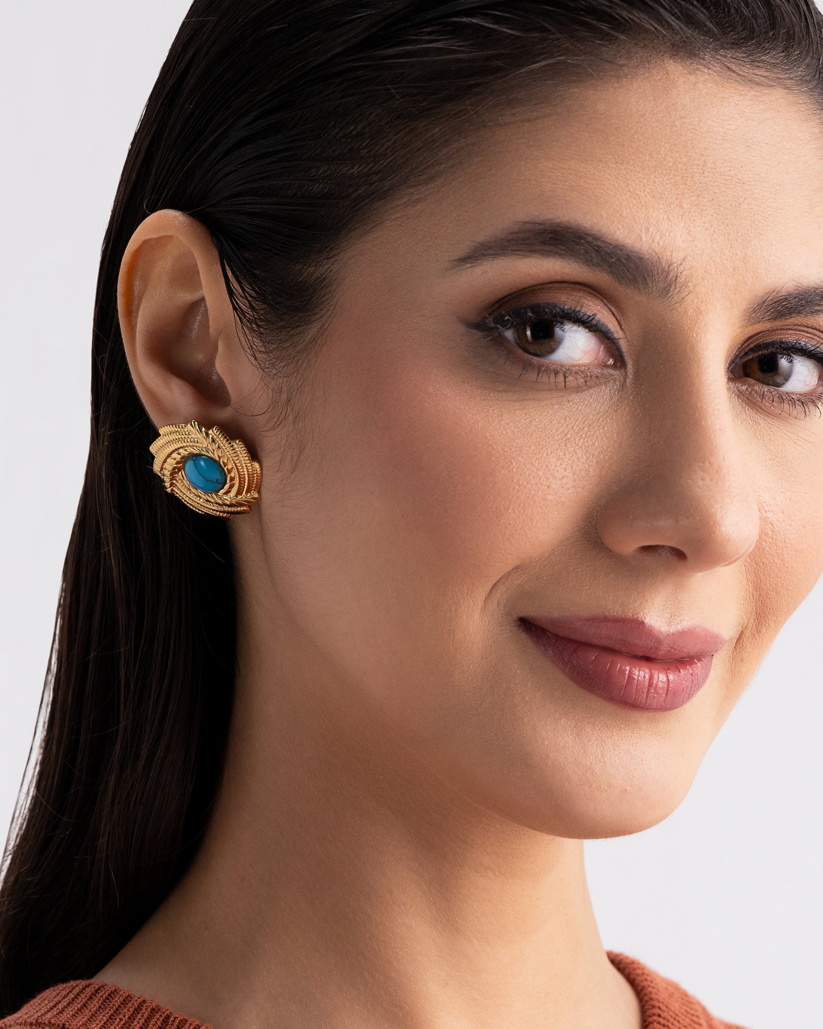 Blue Swirl 18K Gold Plated Earrings