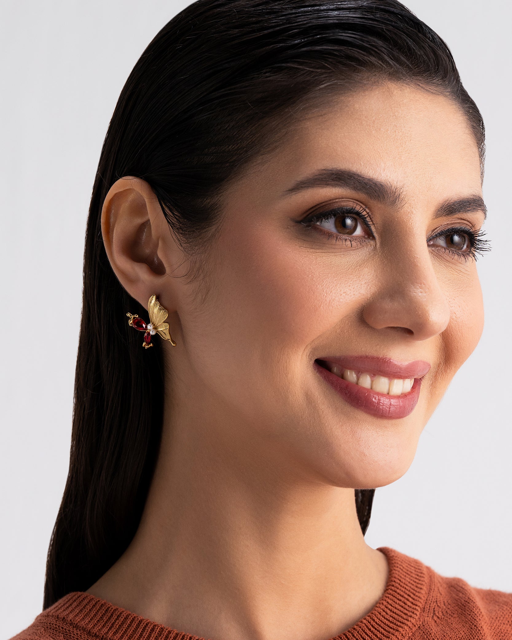 Butterfly Ruby 18K Gold Plated Earrings