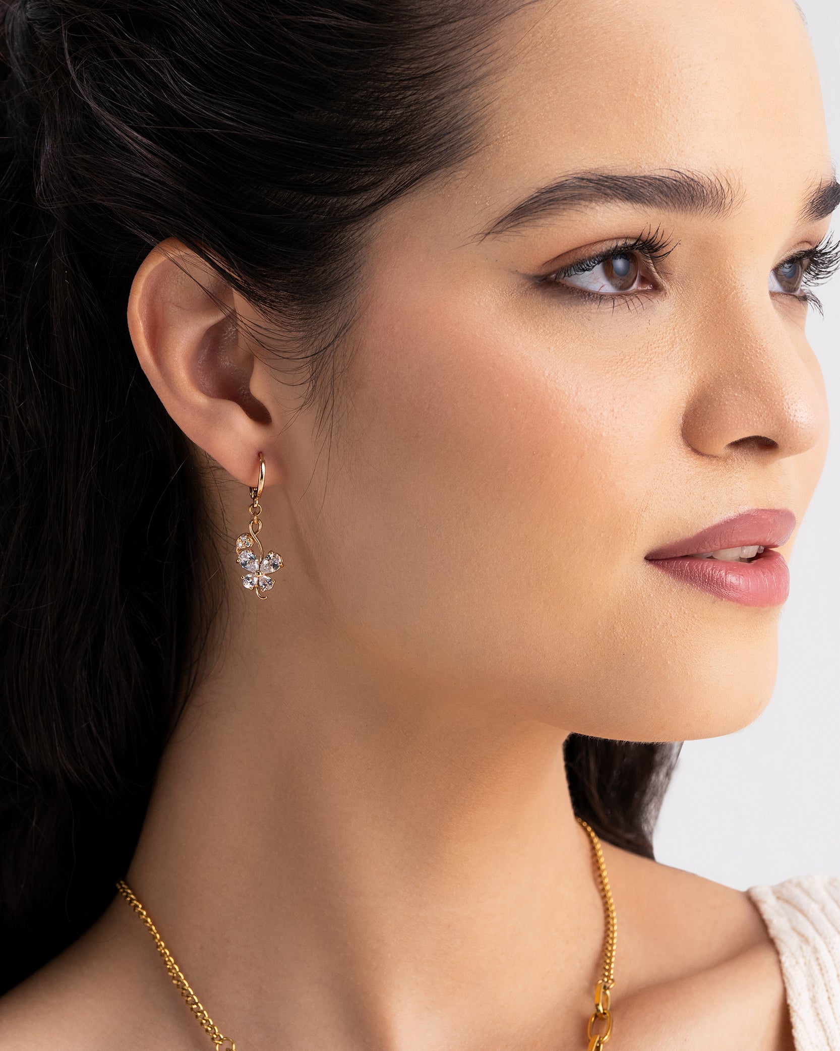 Butterfly Drop 18K Gold Plated Earrings