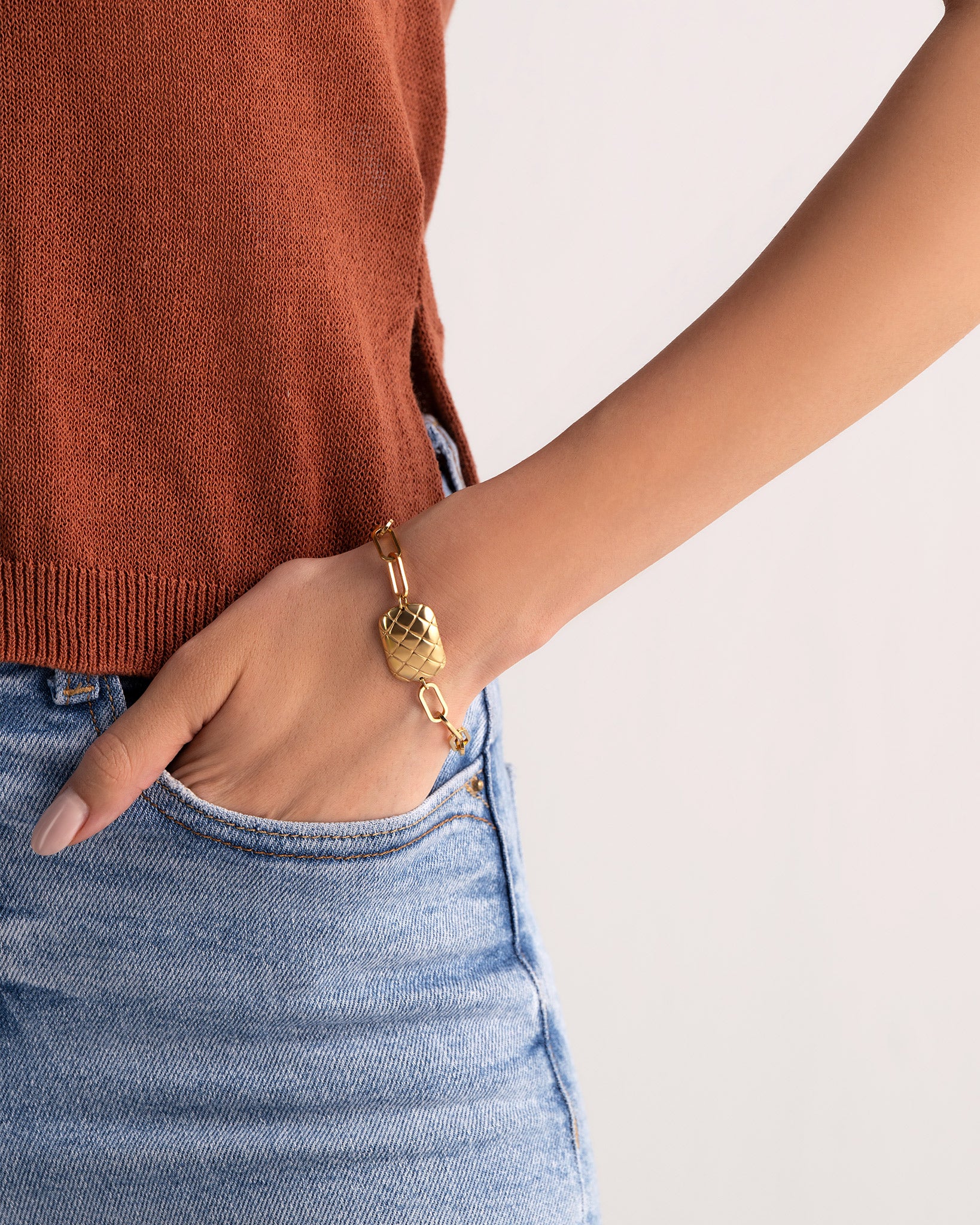 Quilted Luxe 18K Gold Plated Bracelet
