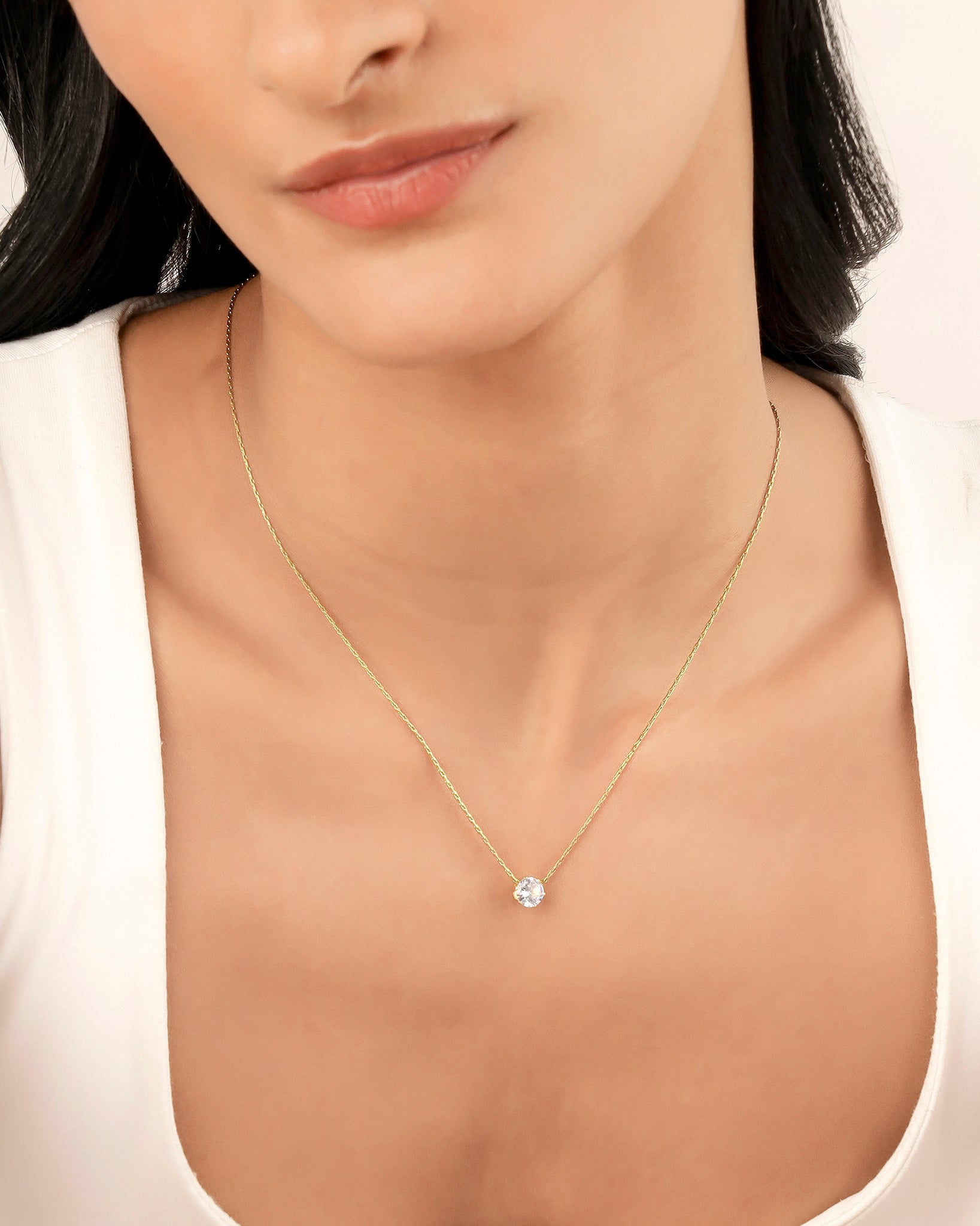 Minimal Solitaire 18K Gold Plated Necklace