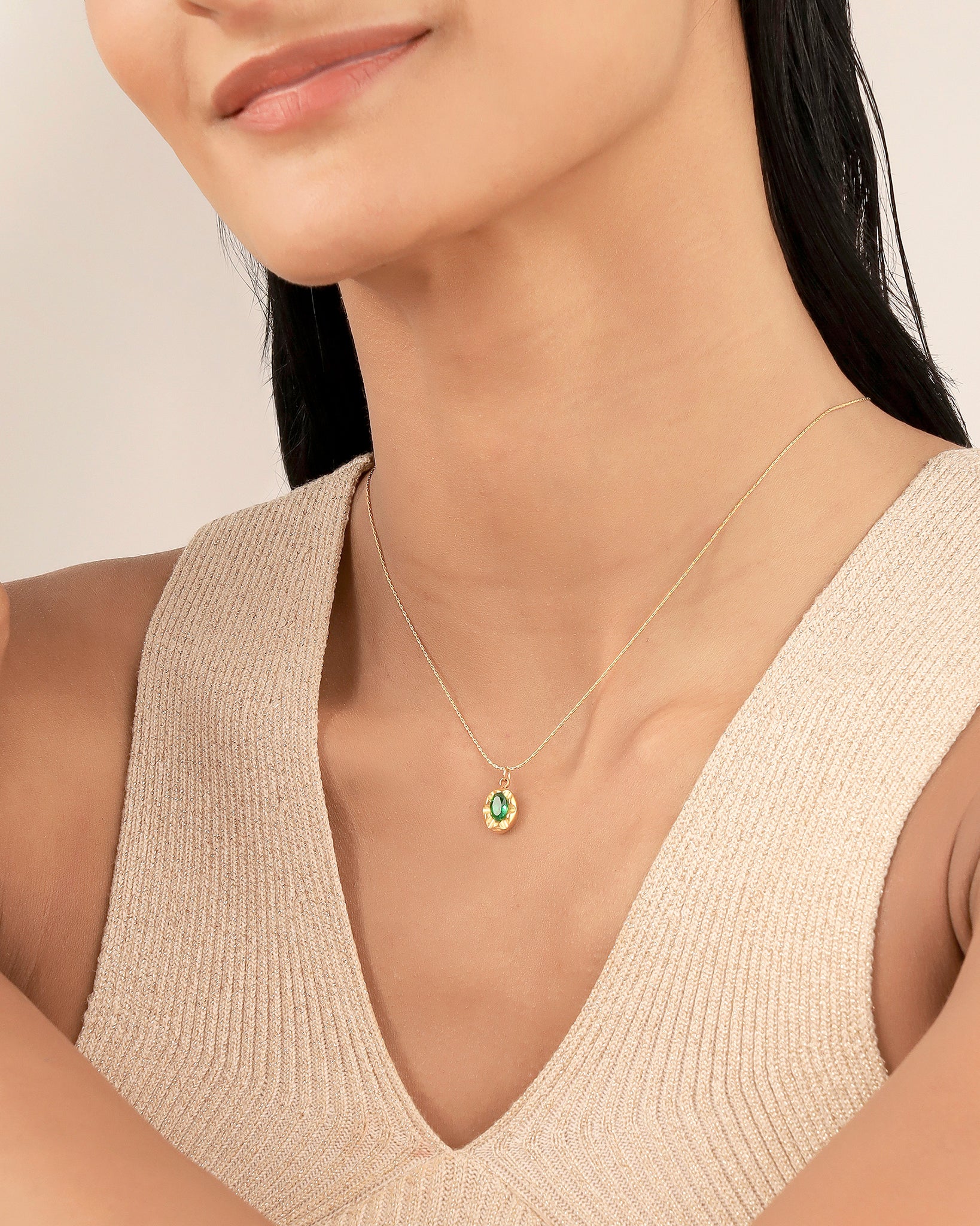 Emerald 18K Gold Plated Necklace