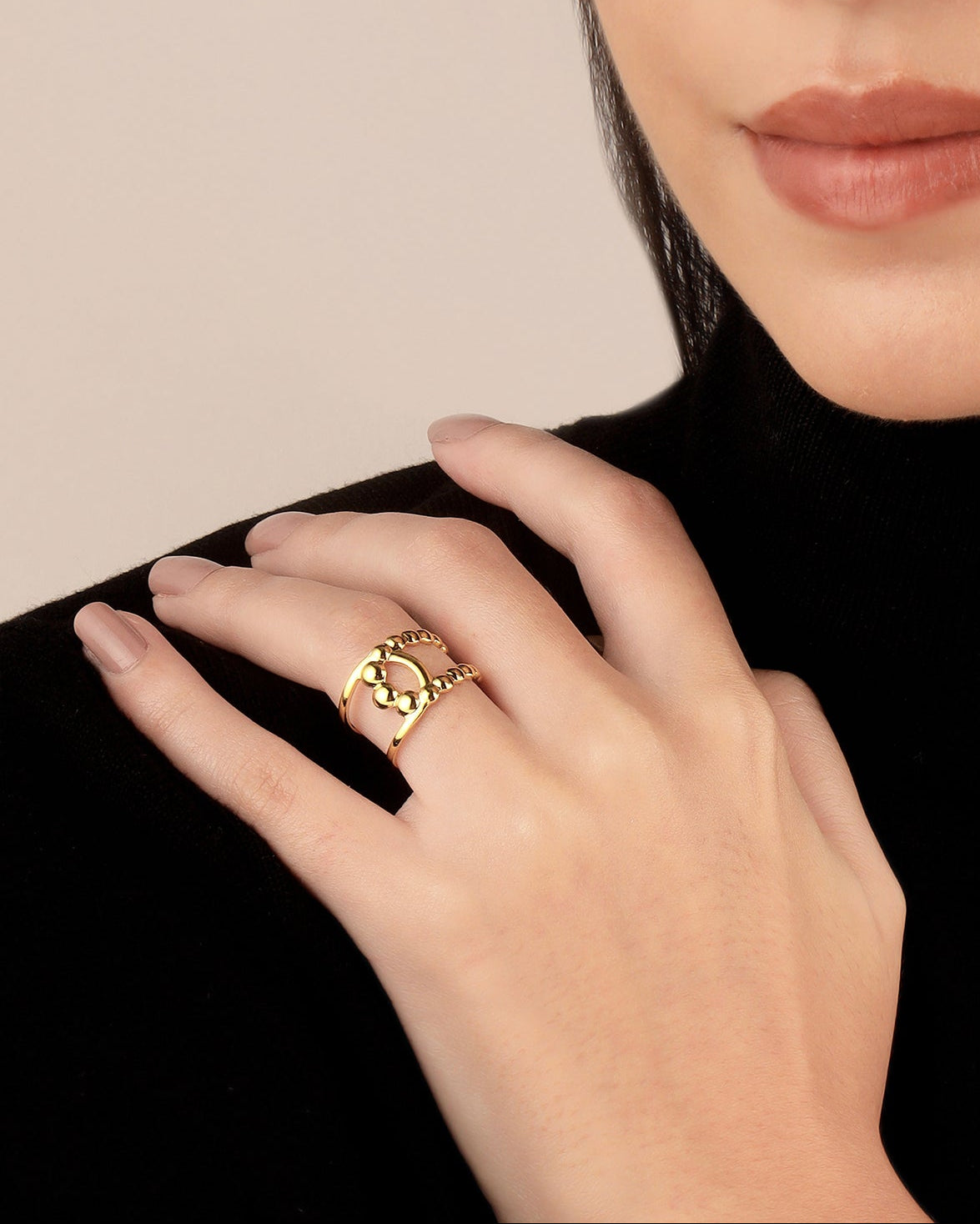 Beads 18K Gold Plated Ring