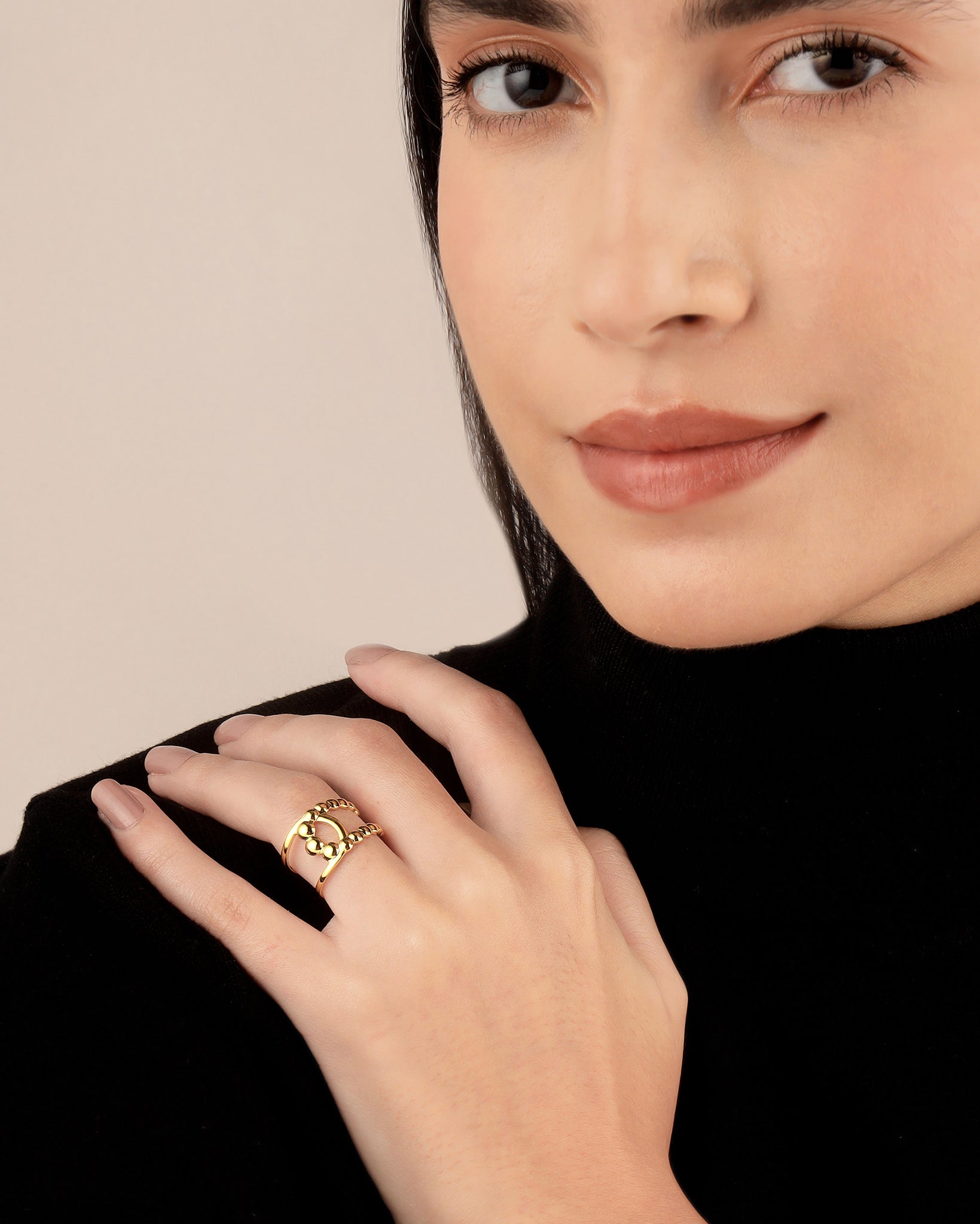 Beads 18K Gold Plated Ring