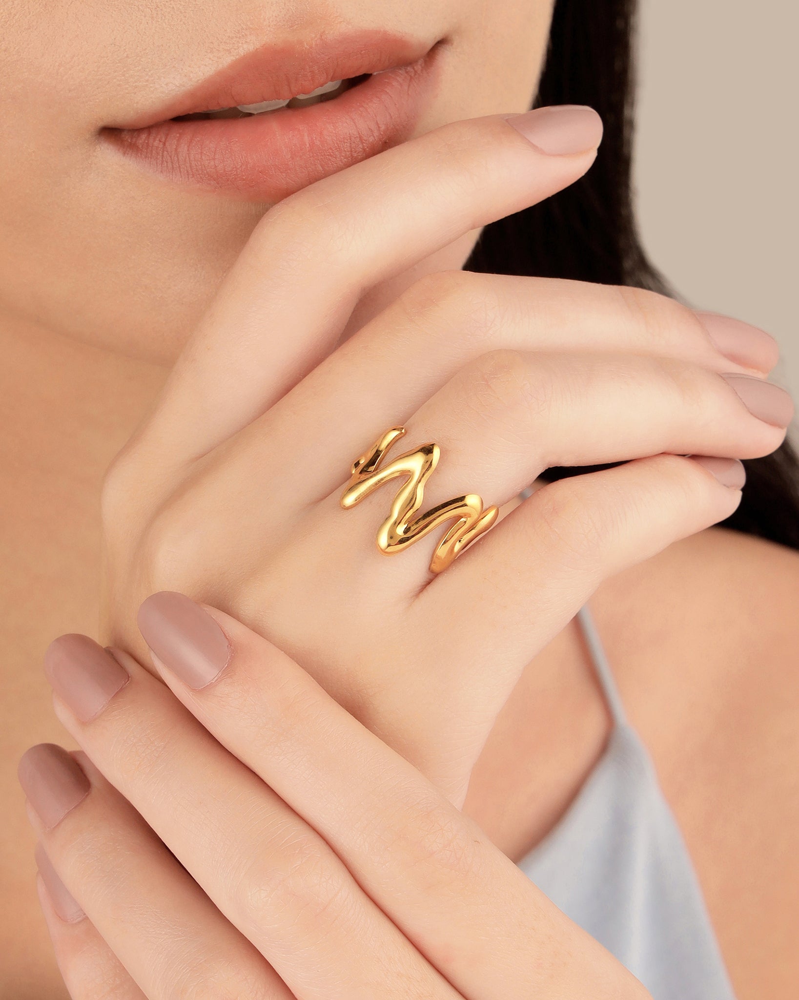 Statement Wave 18K Gold Plated Ring