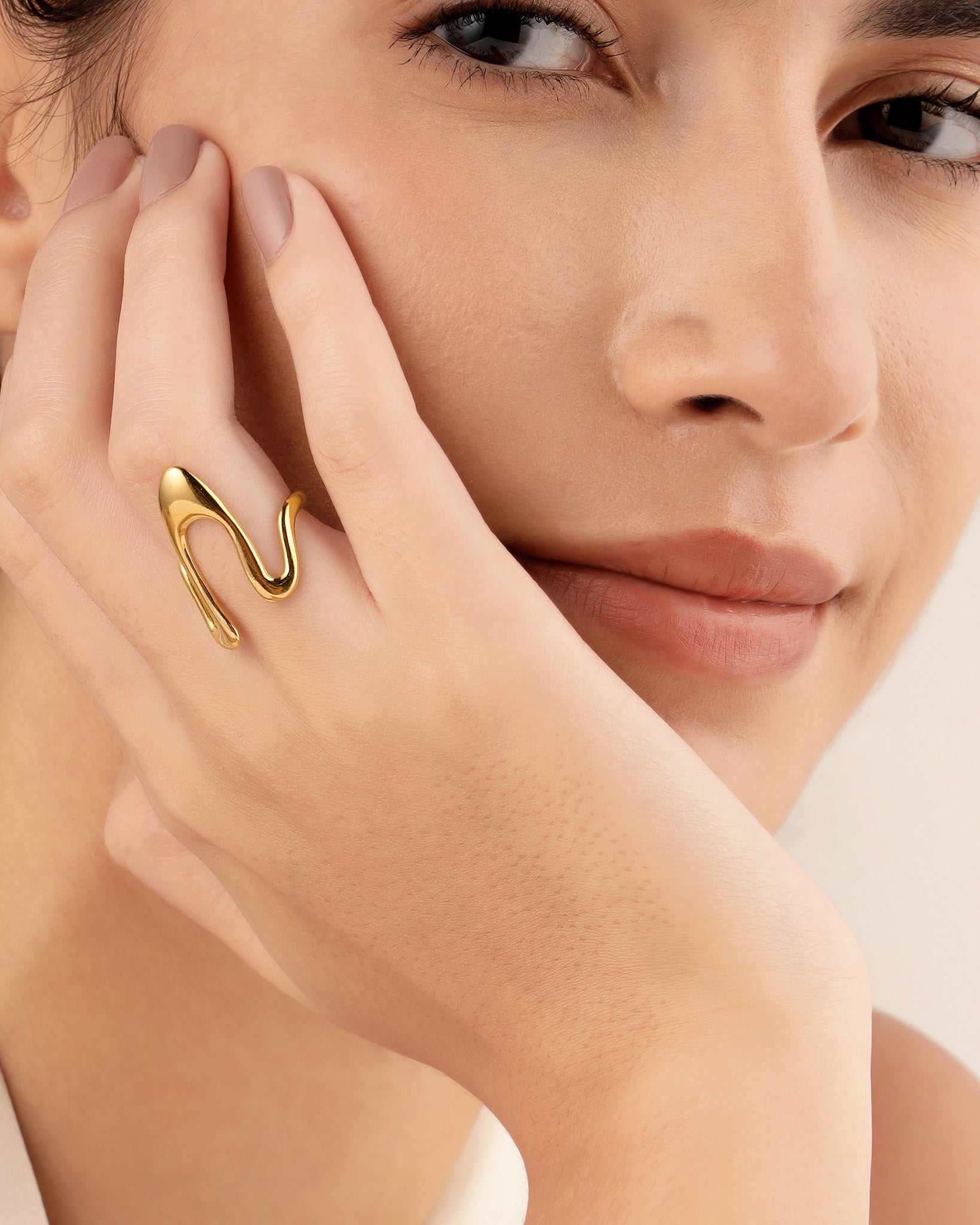 Curve 18K Gold Plated Ring